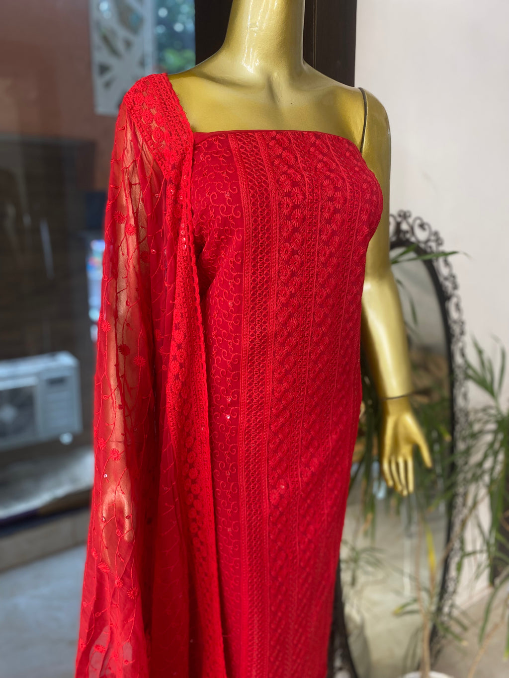 Chikankari 3 piece unstitched suit set