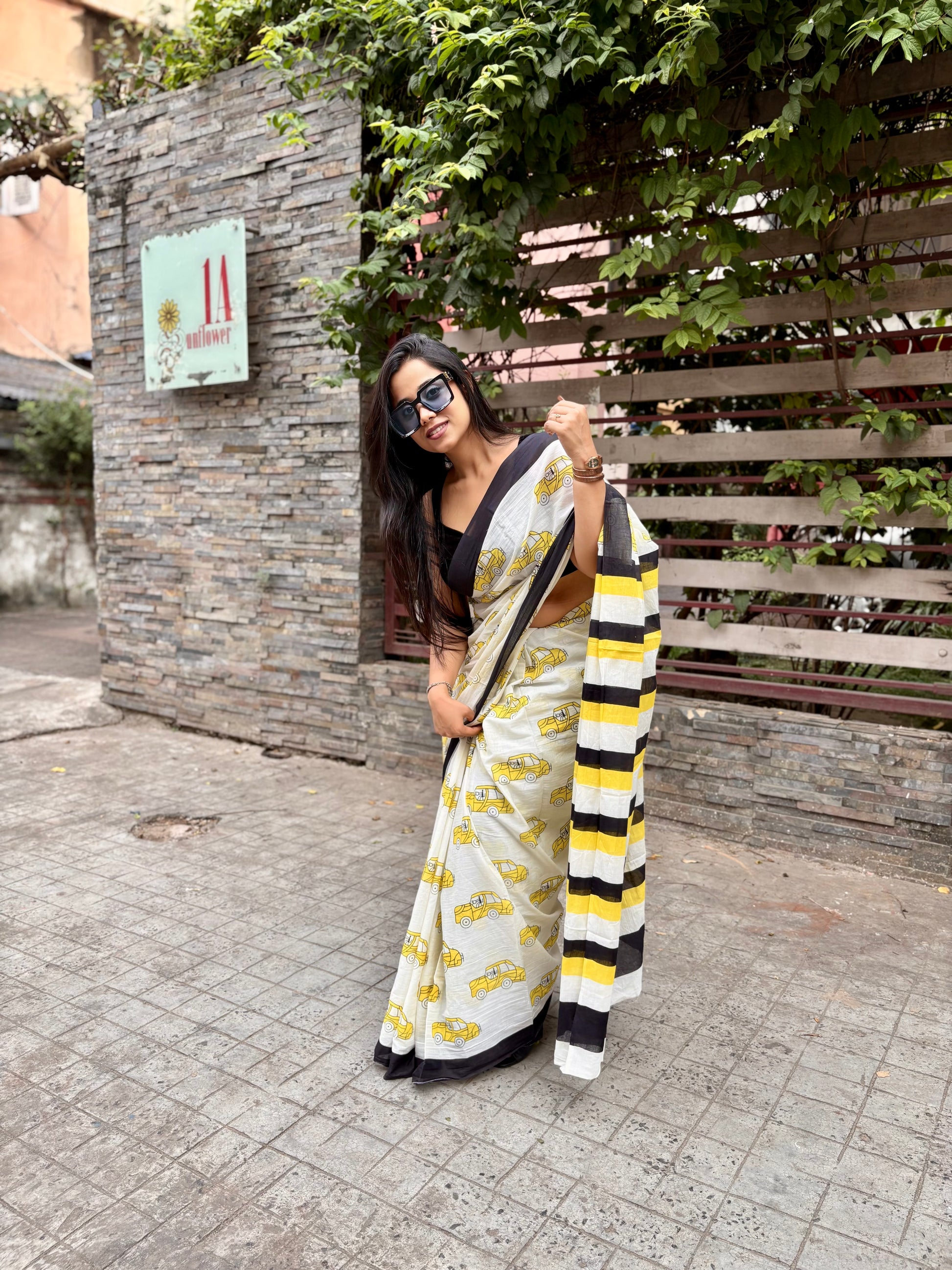 Taxi pure cotton trendy saree