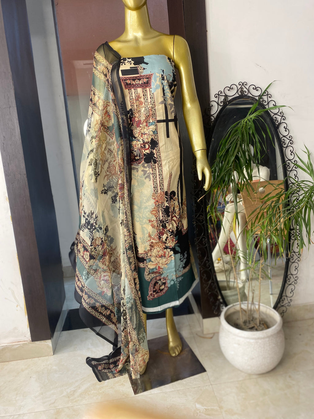 Cotton 3 piece unstitched suit set