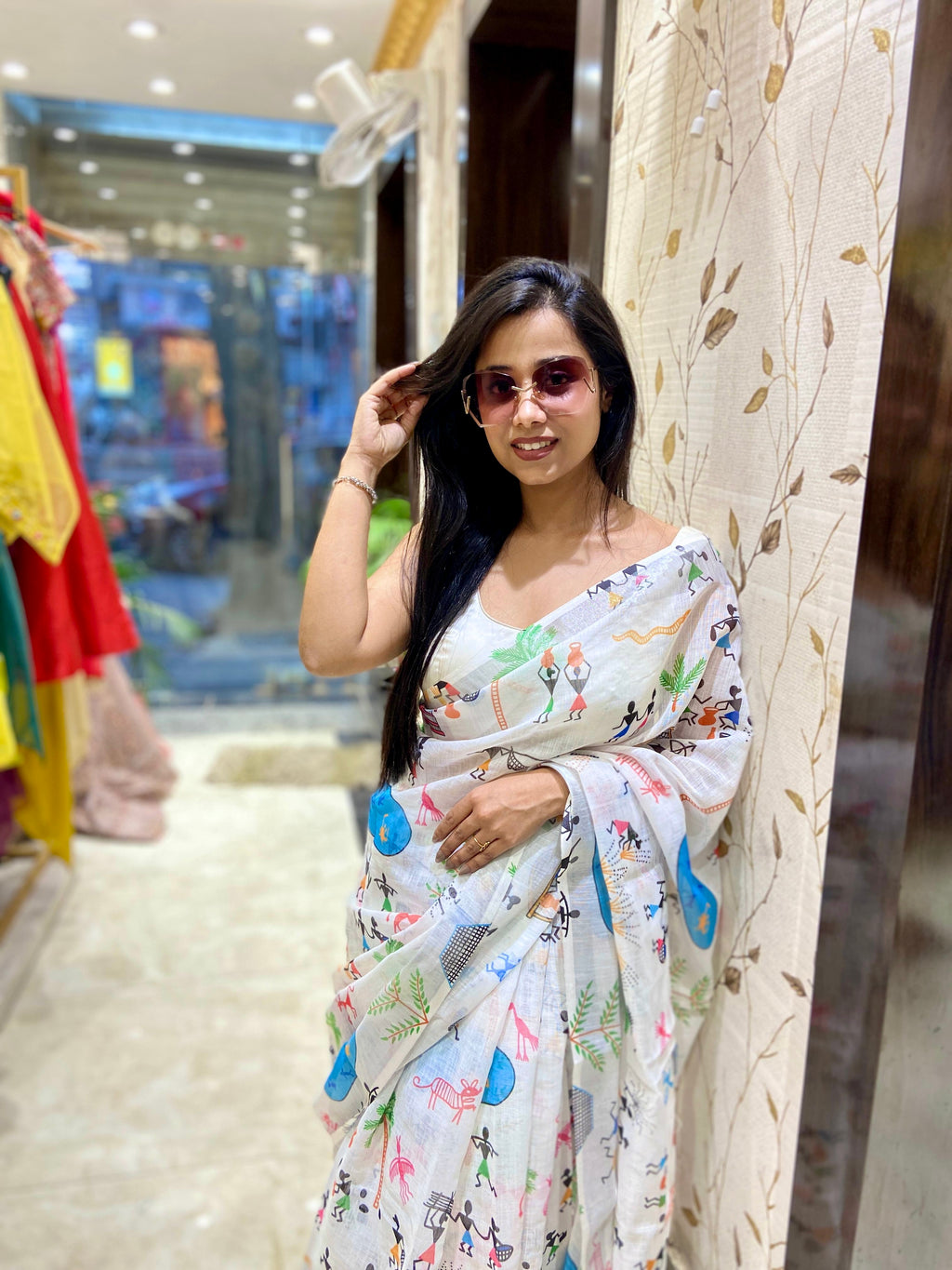 Exclusive Daily-Wear Digital Printed Linen Cotton Saree