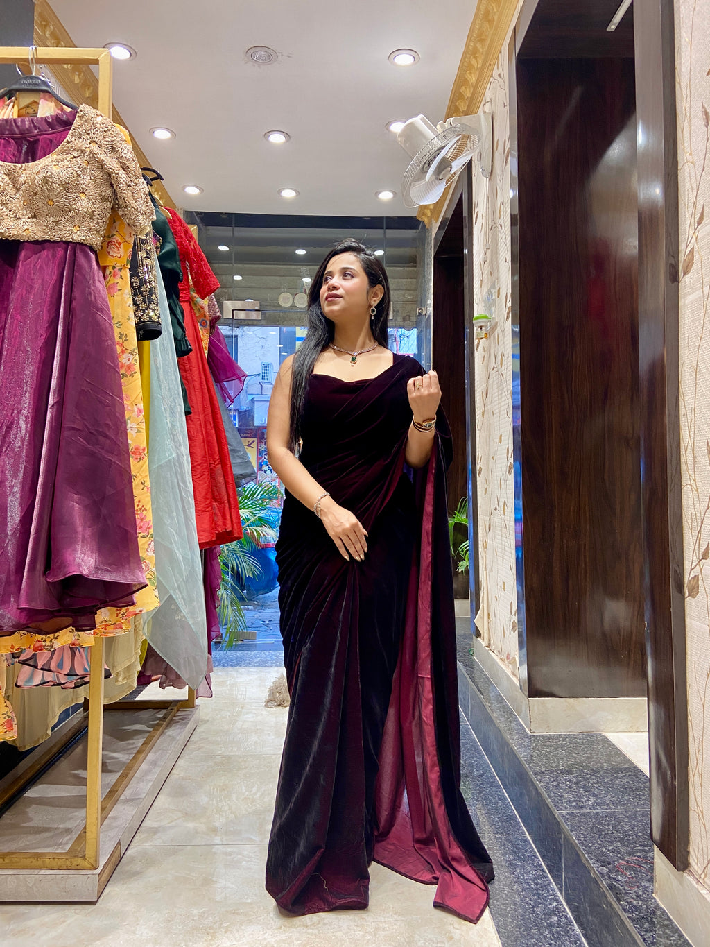 Velvet luxury saree
