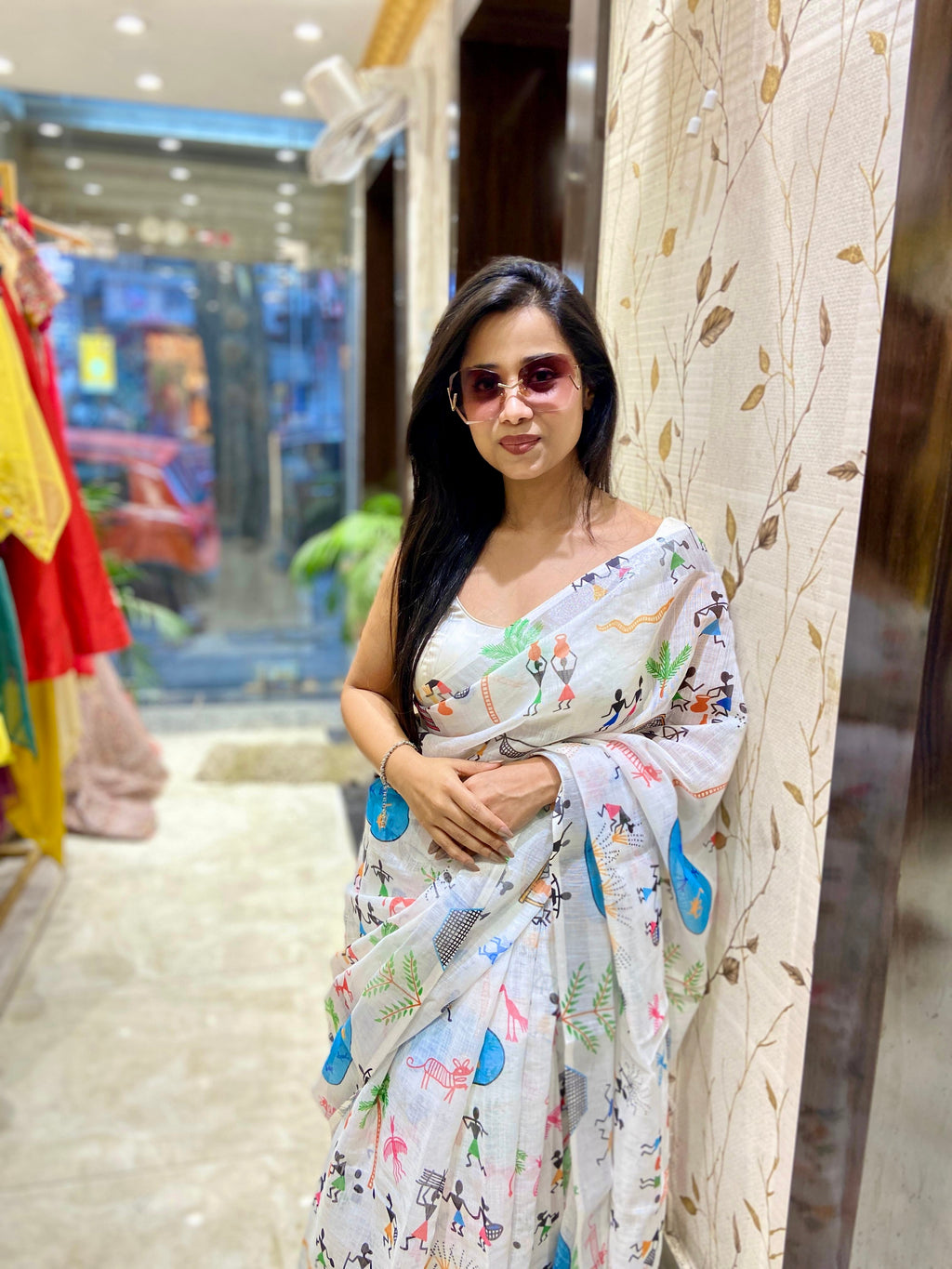 Exclusive Daily-Wear Digital Printed Linen Cotton Saree