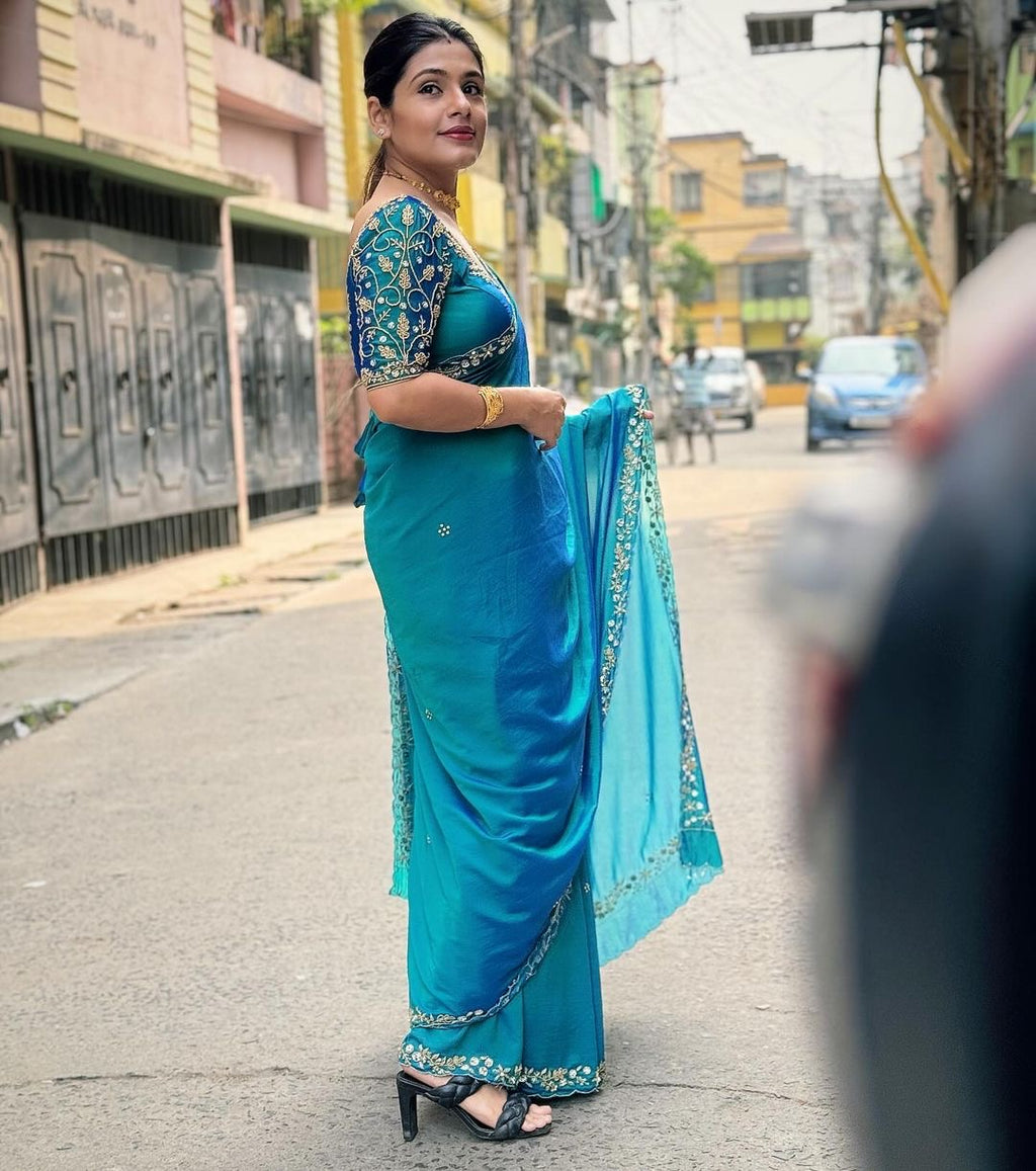 Dual Tone Peacock Saree