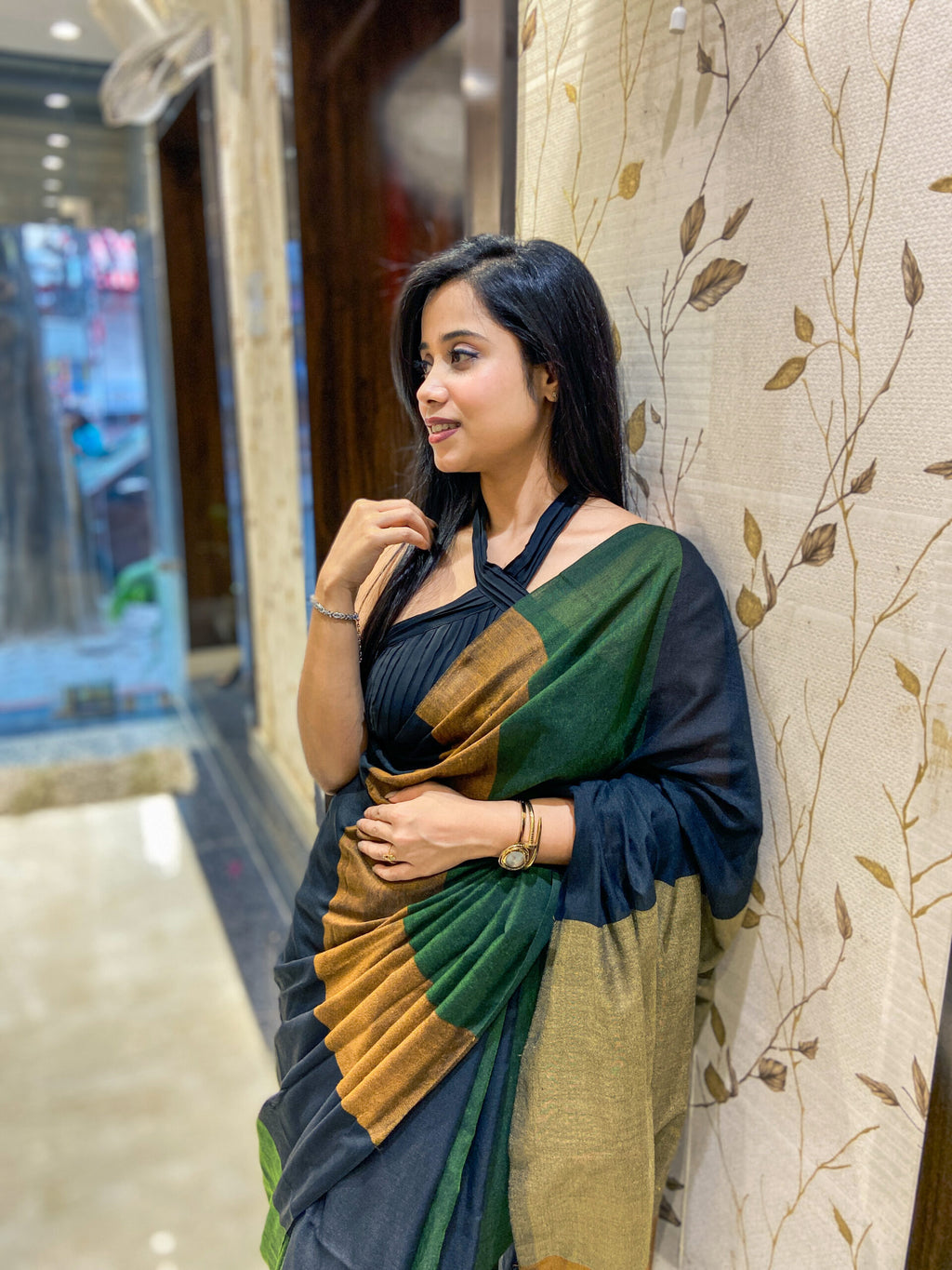 Elegant Khadi Cotton Saree with Tassel Pallu image 0