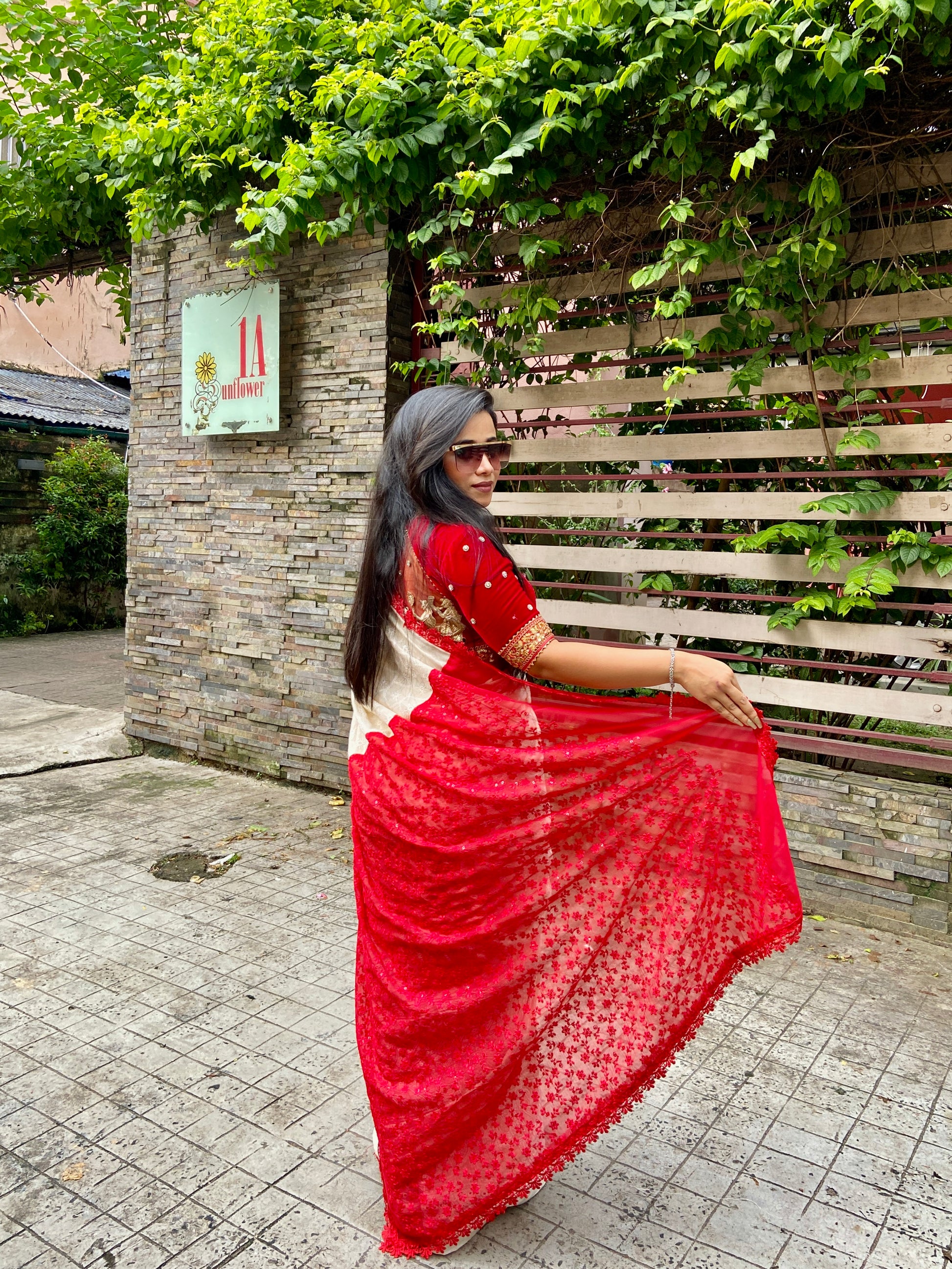 Half n half Bengali saree