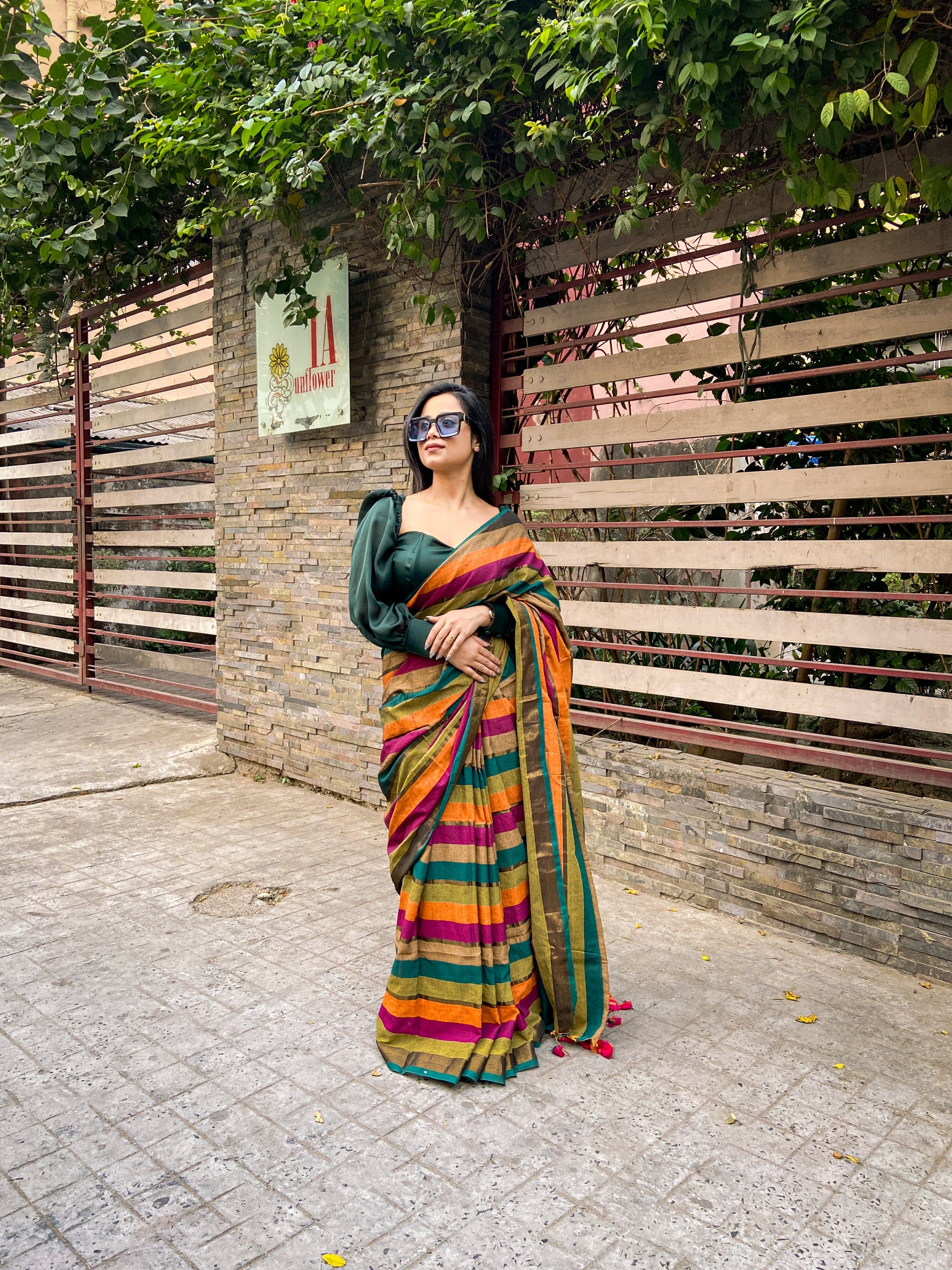 Daily-Wear Khadi Cotton Stripe Saree