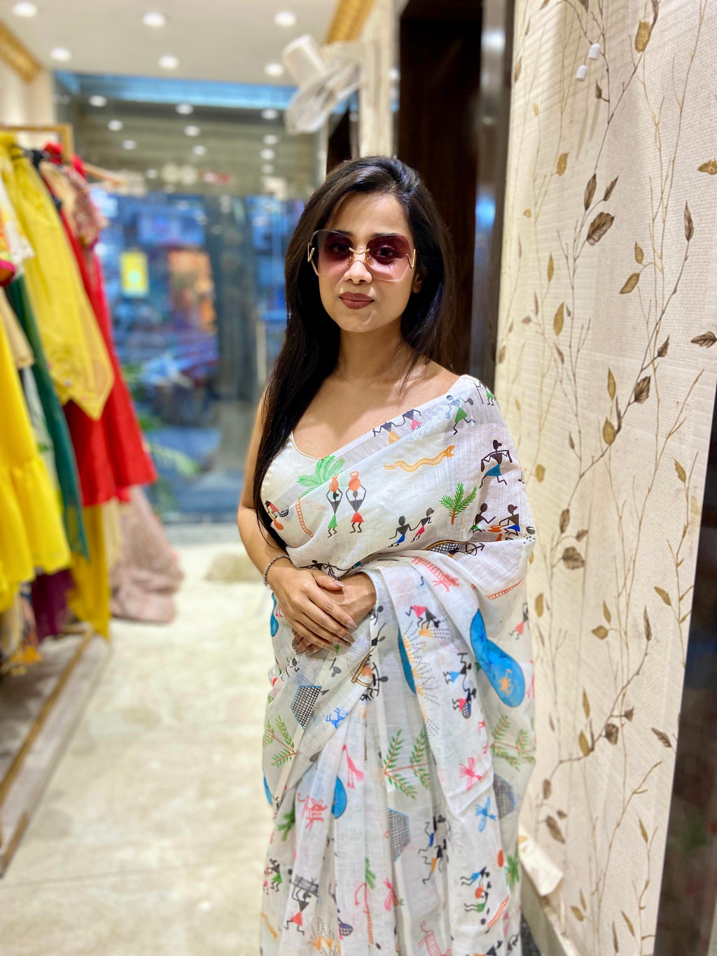 Exclusive Daily-Wear Digital Printed Linen Cotton Saree