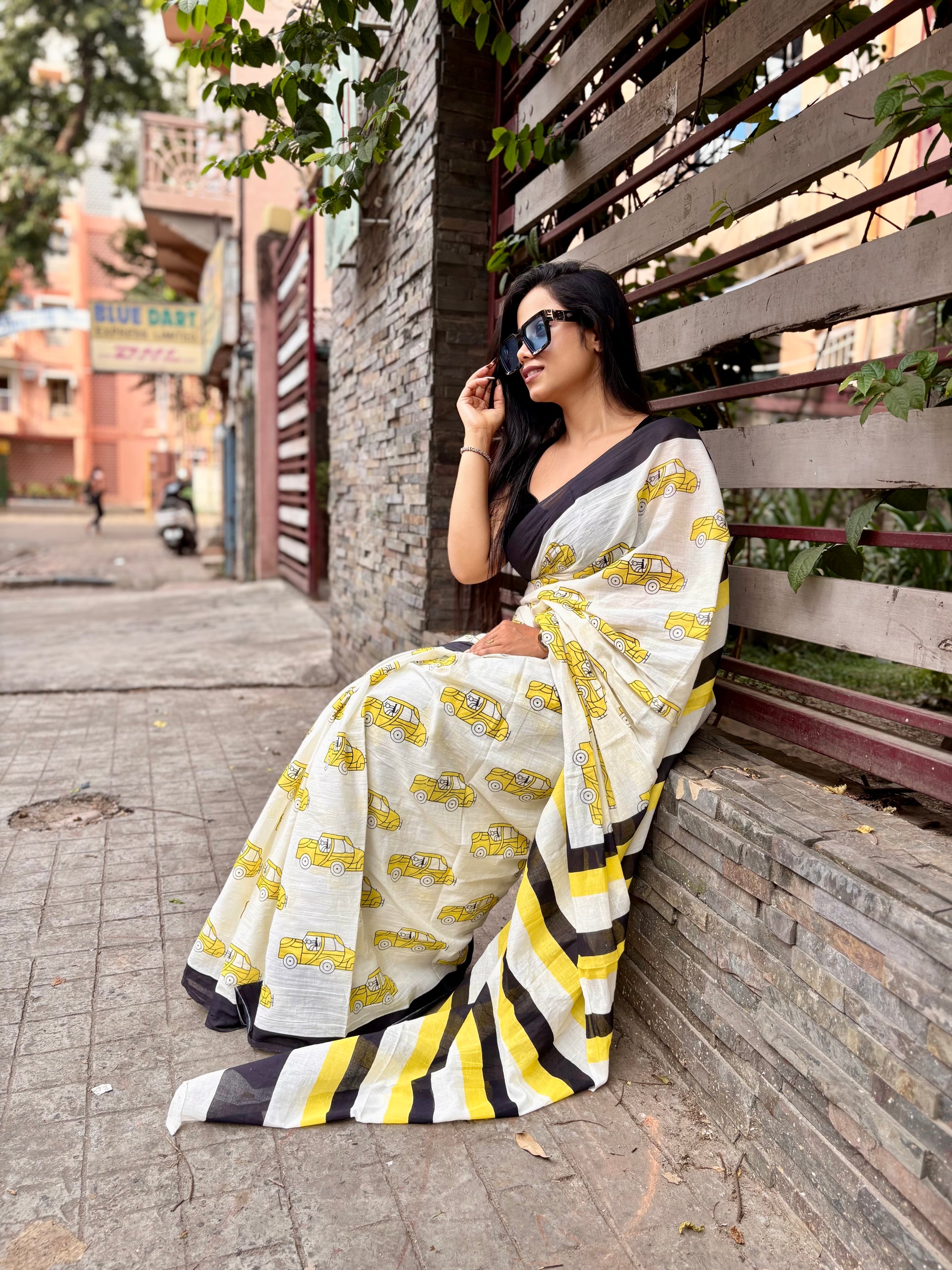 Taxi pure cotton trendy saree