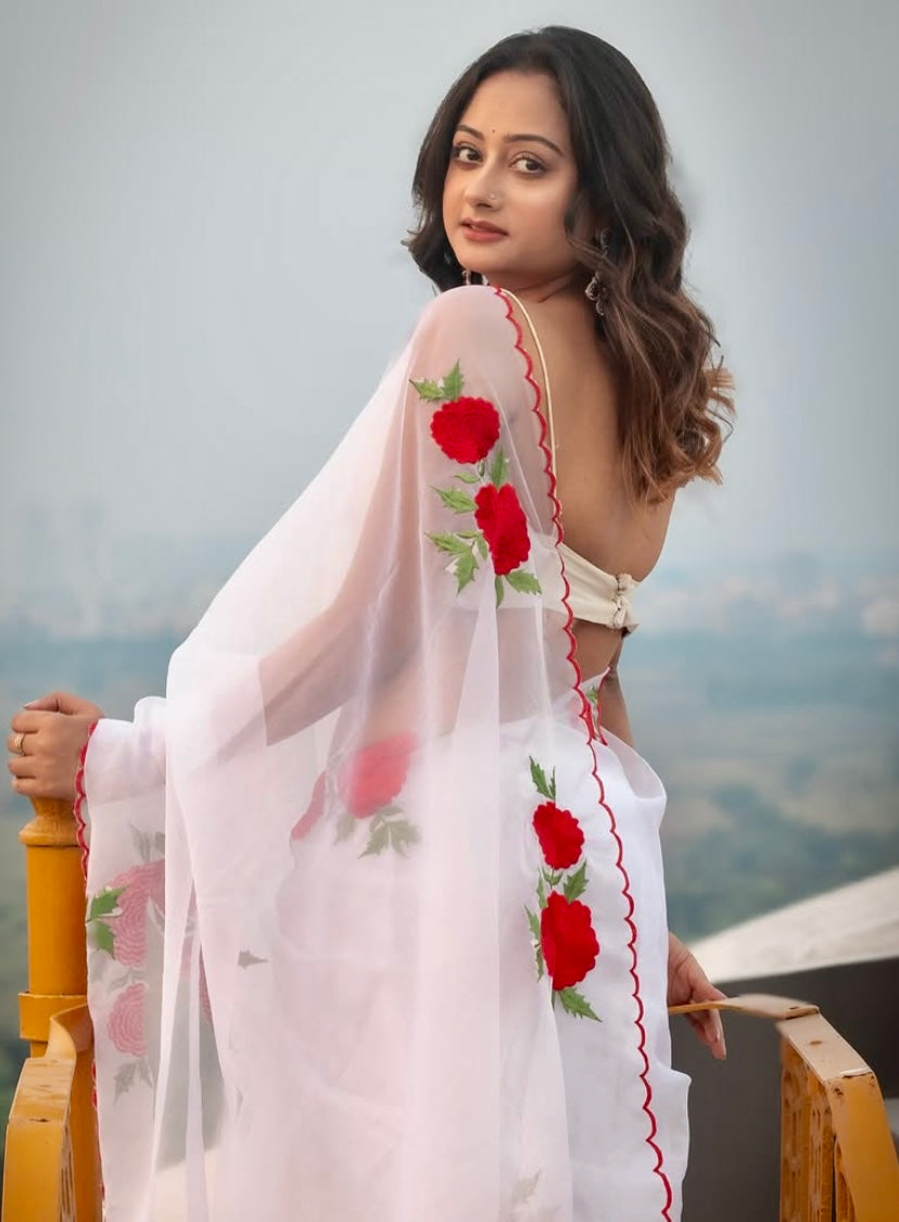 Floral lightweight organza saree