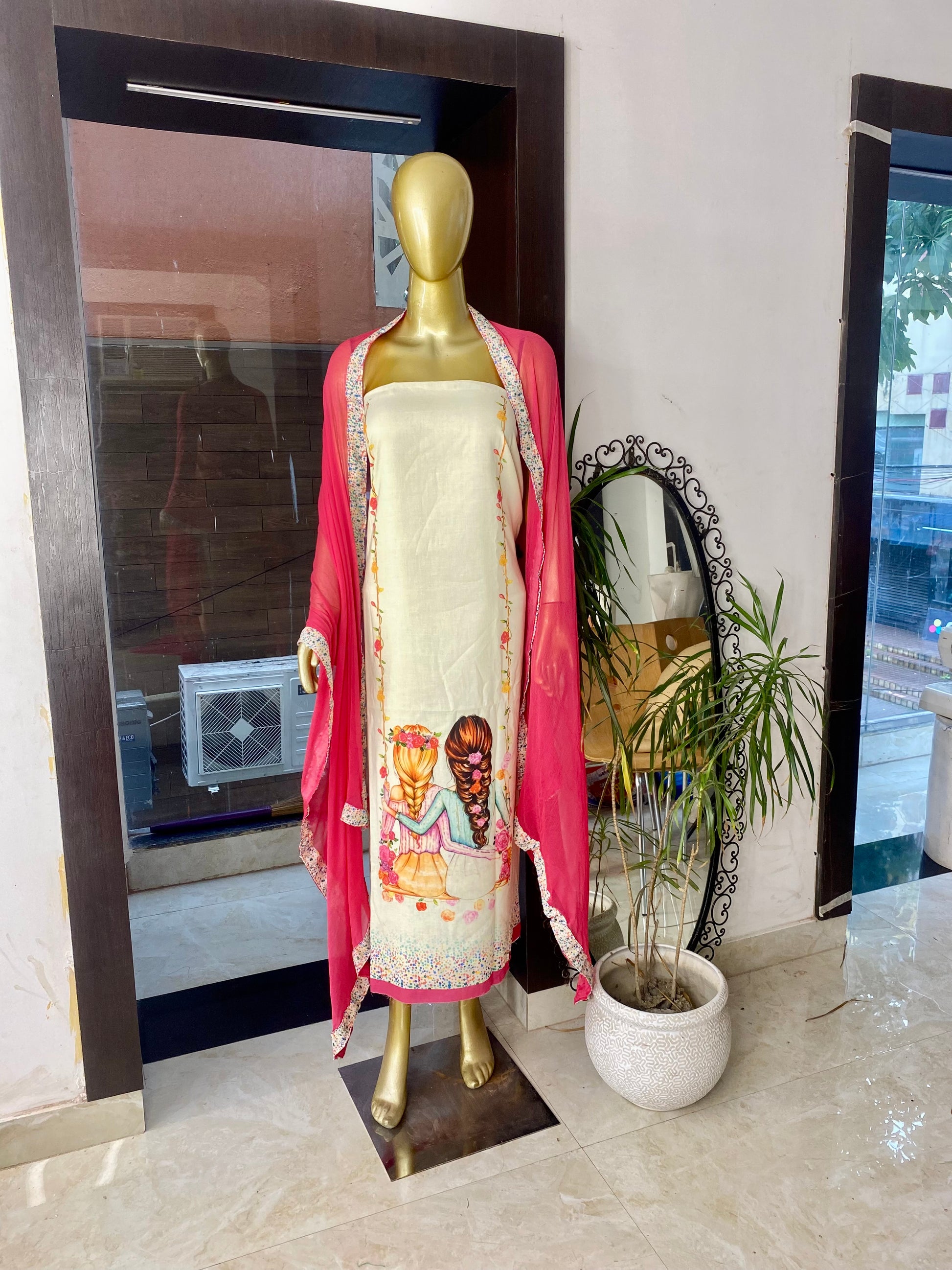 Saheli cotton unstitched suit set