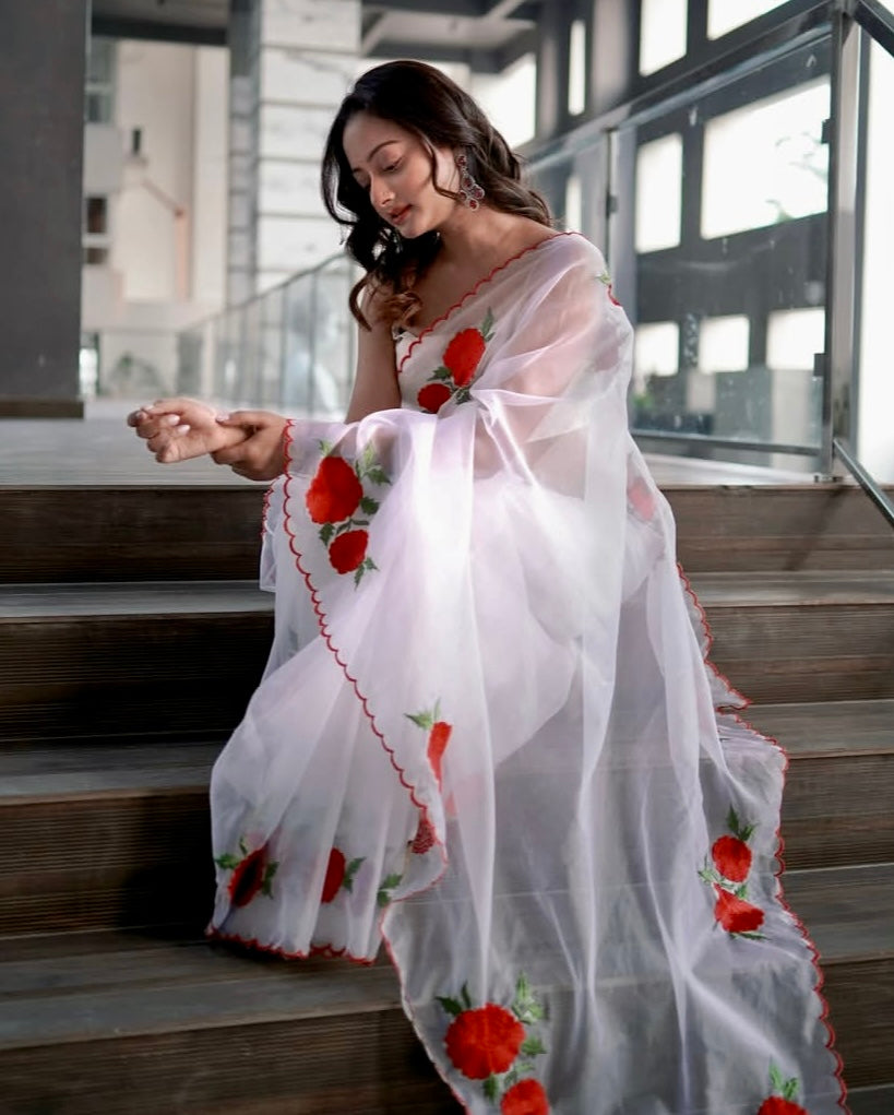 Floral lightweight organza saree