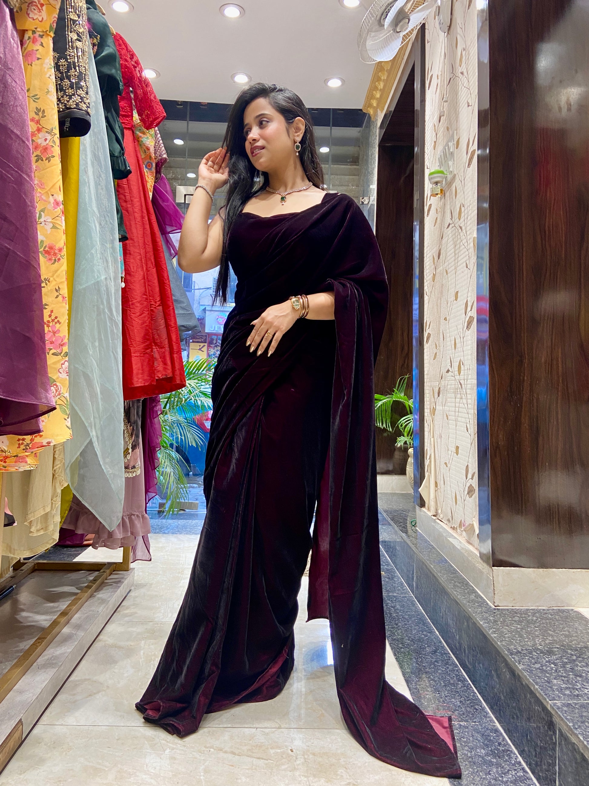 Velvet luxury saree