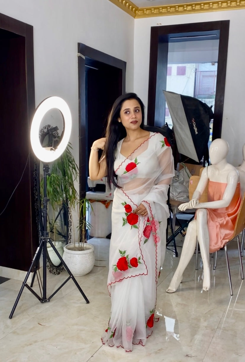 Floral lightweight organza saree