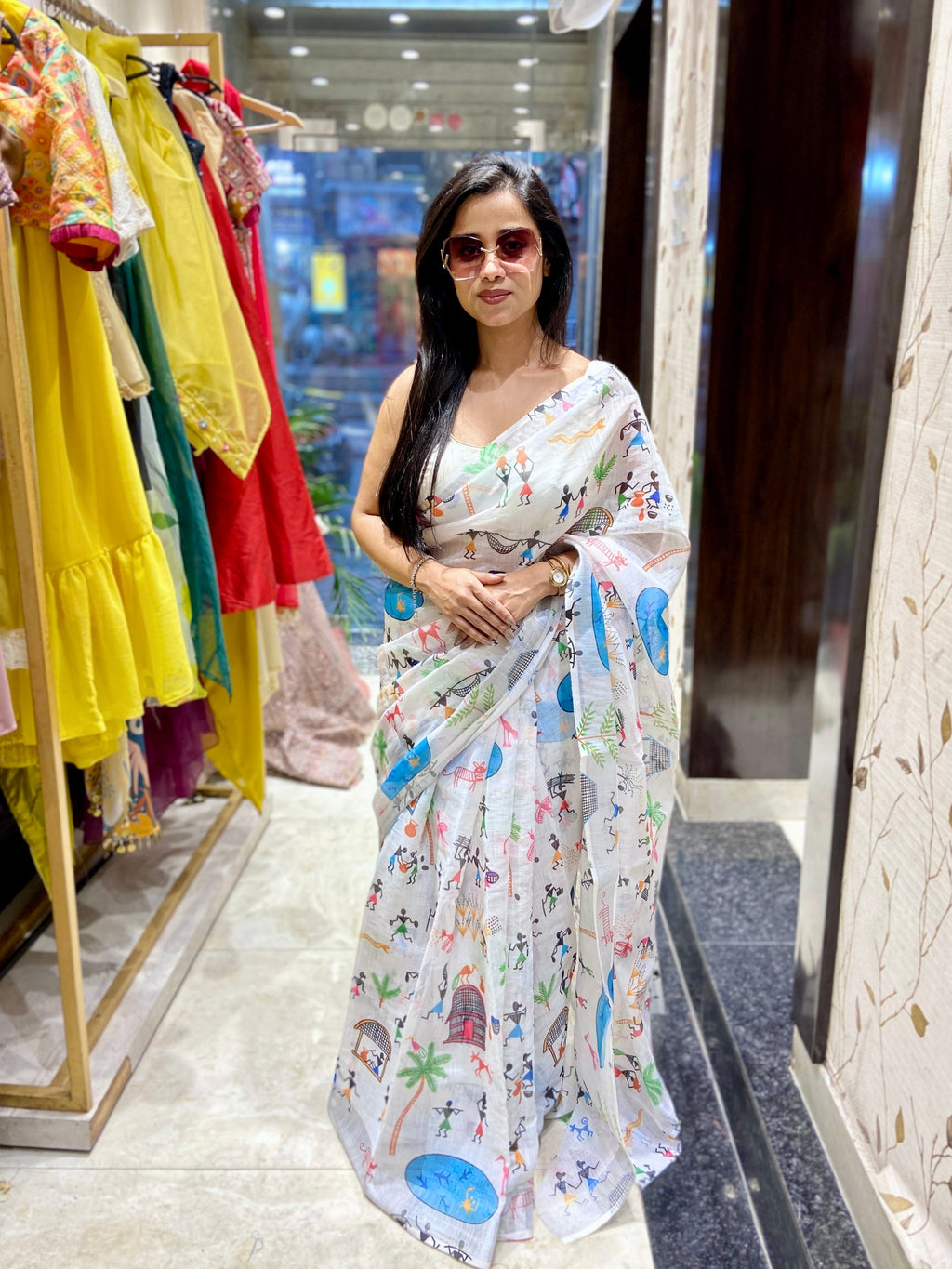 Exclusive Daily-Wear Digital Printed Linen Cotton Saree