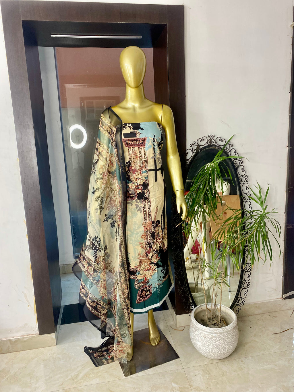 Cotton 3 piece unstitched suit set