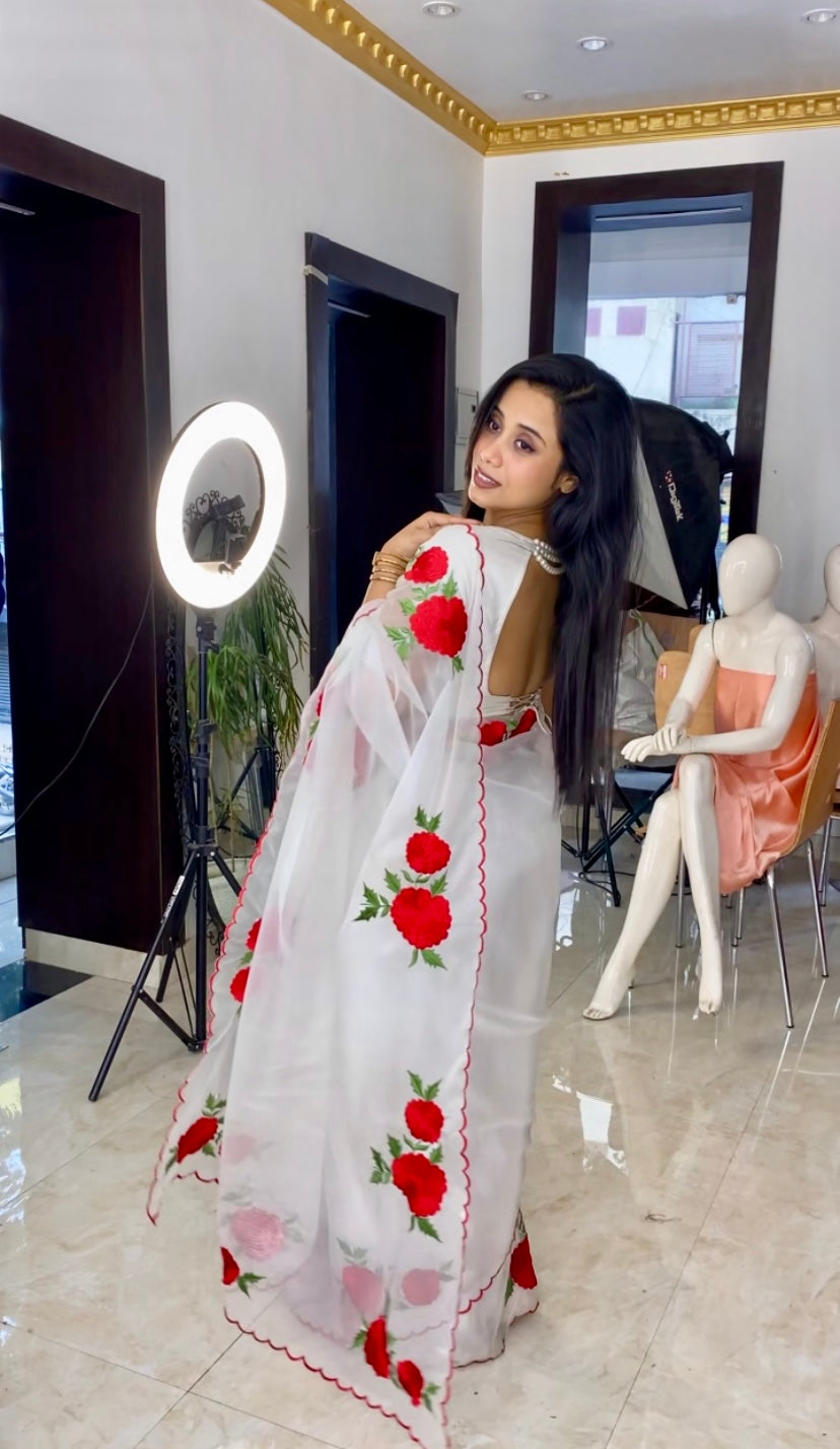 Floral lightweight organza saree