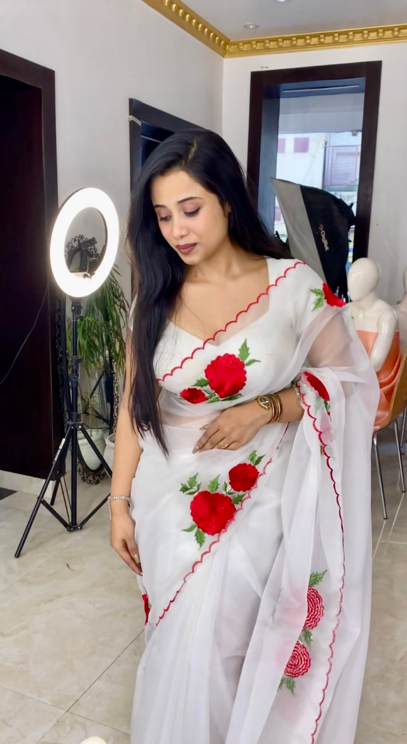 Floral lightweight organza saree
