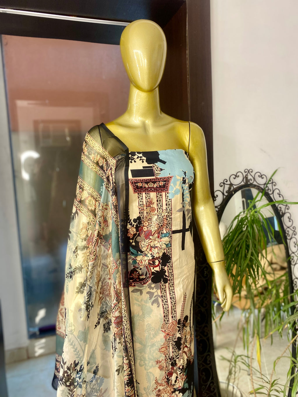 Cotton 3 piece unstitched suit set