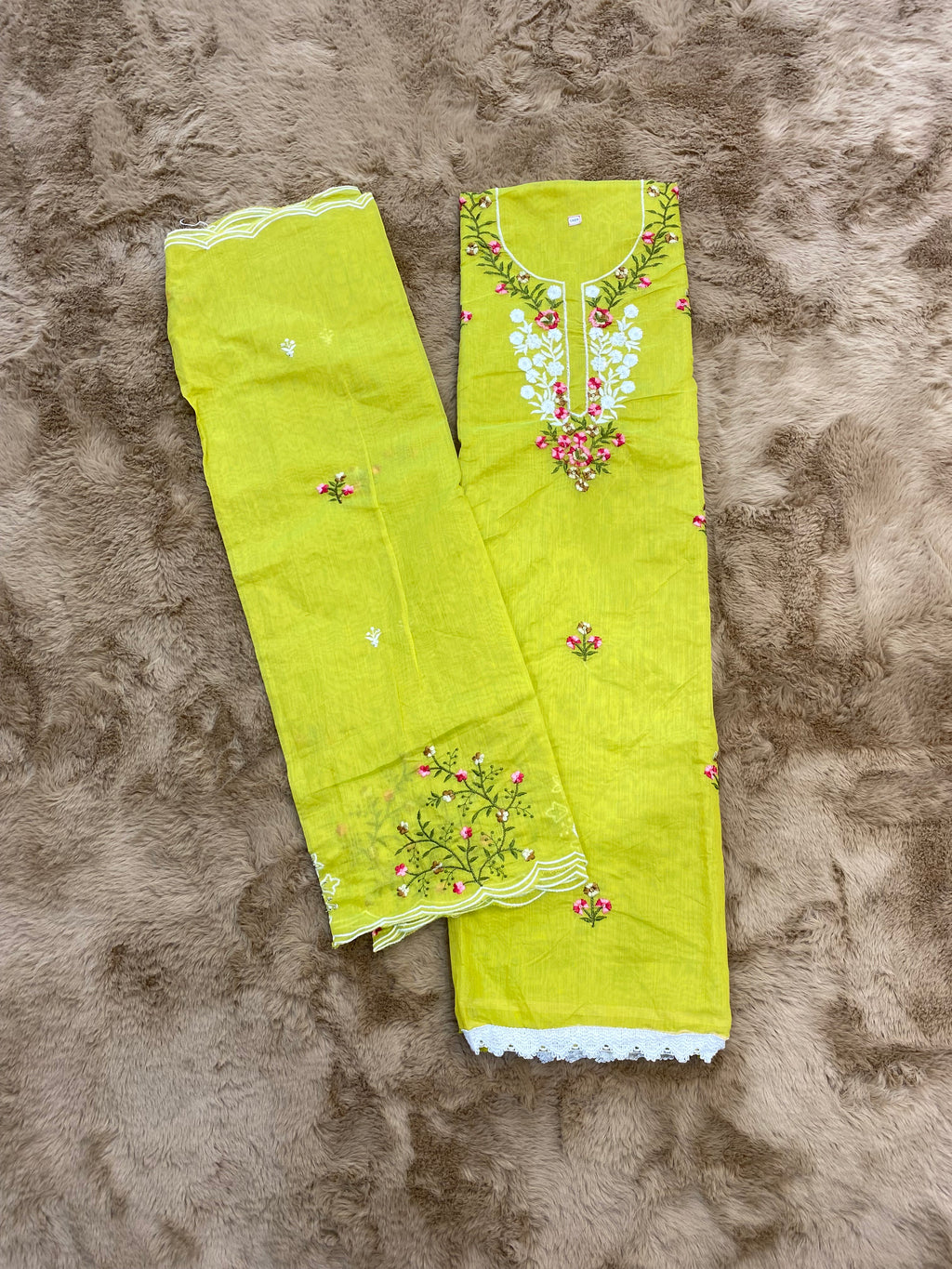Floral embroidered unstitched suit set