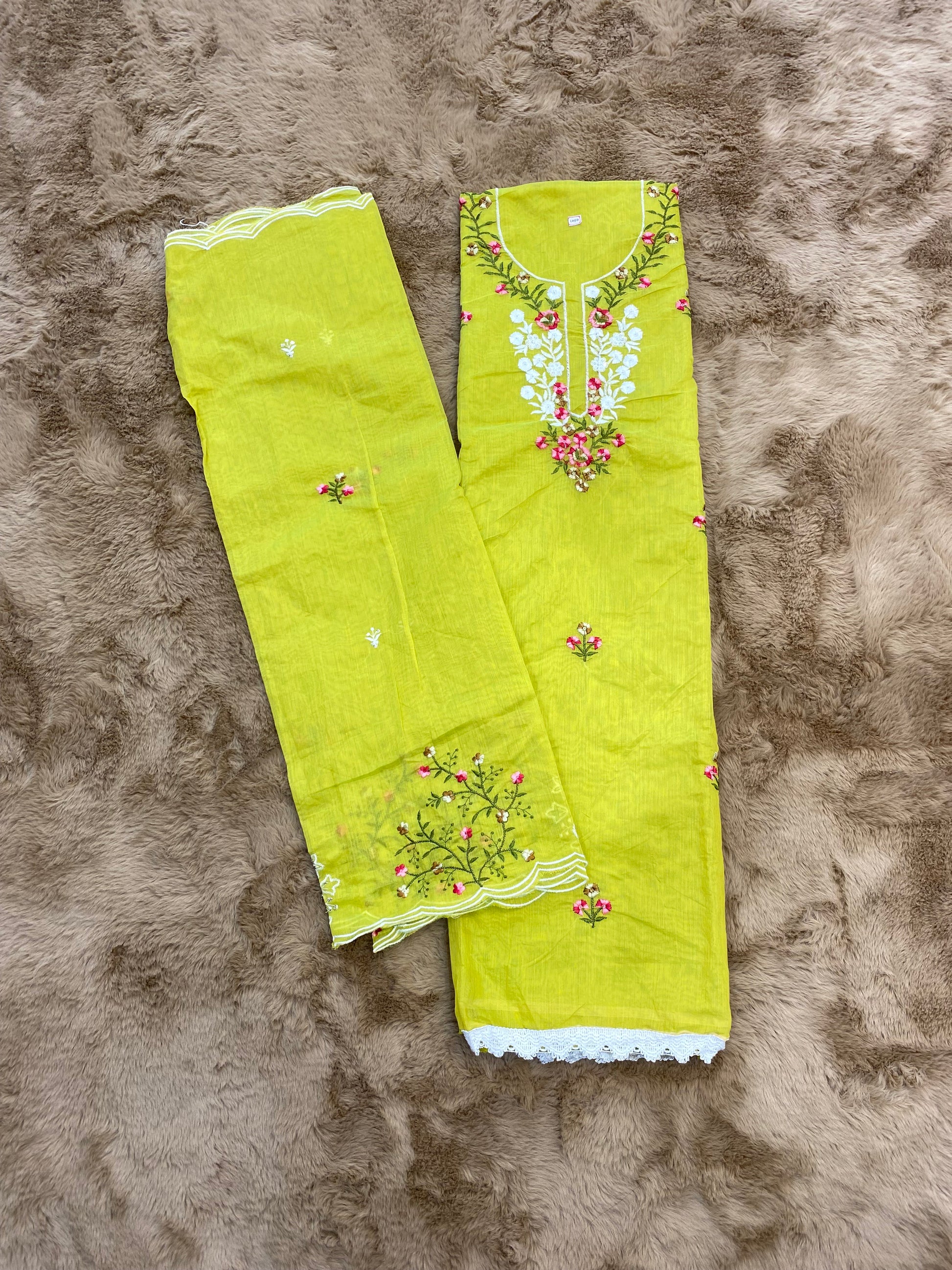 Floral embroidered unstitched suit set