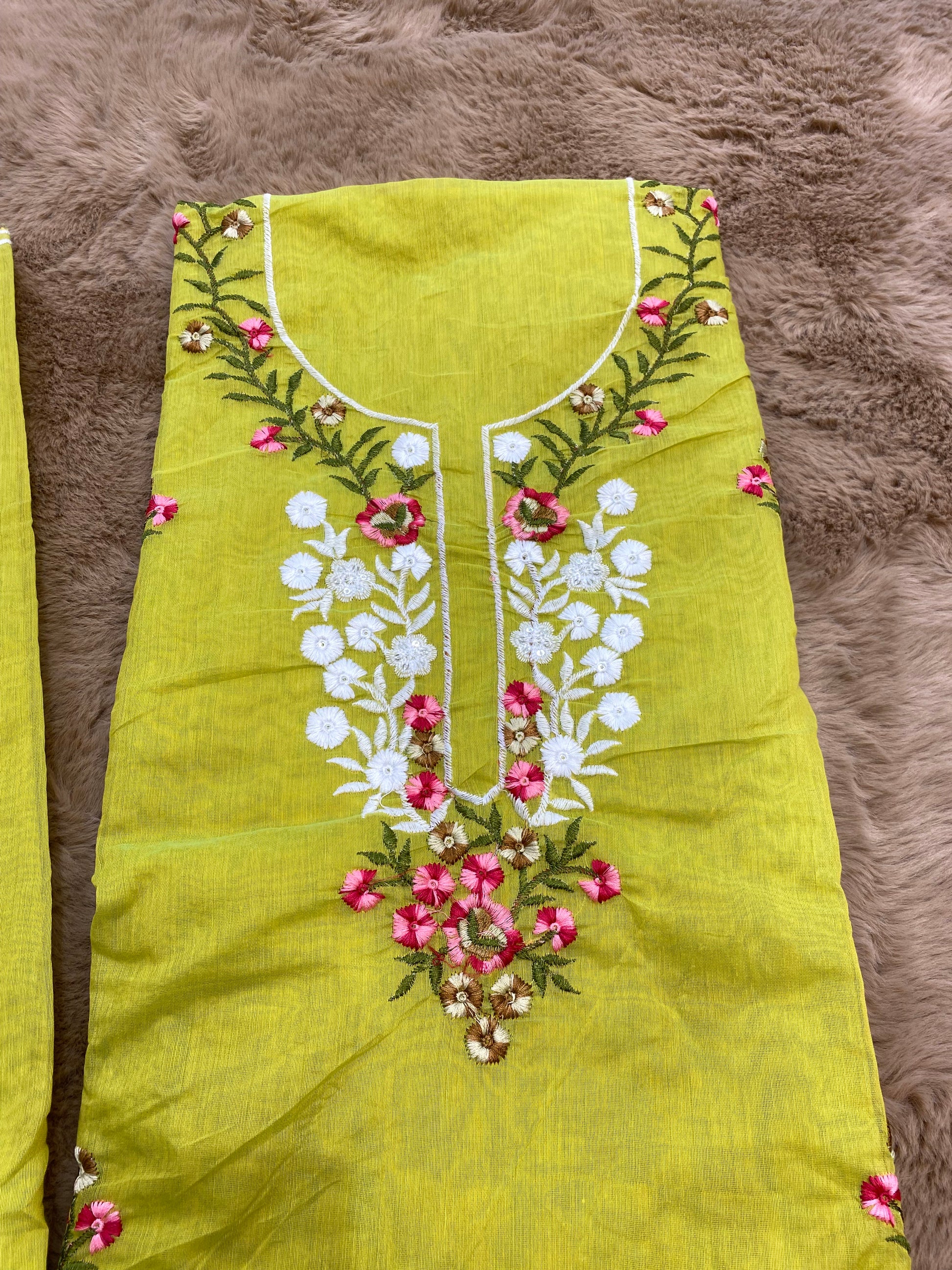 Floral embroidered unstitched suit set