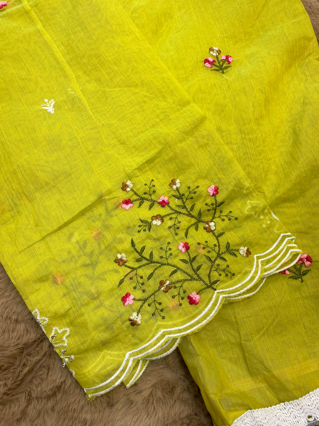 Floral embroidered unstitched suit set