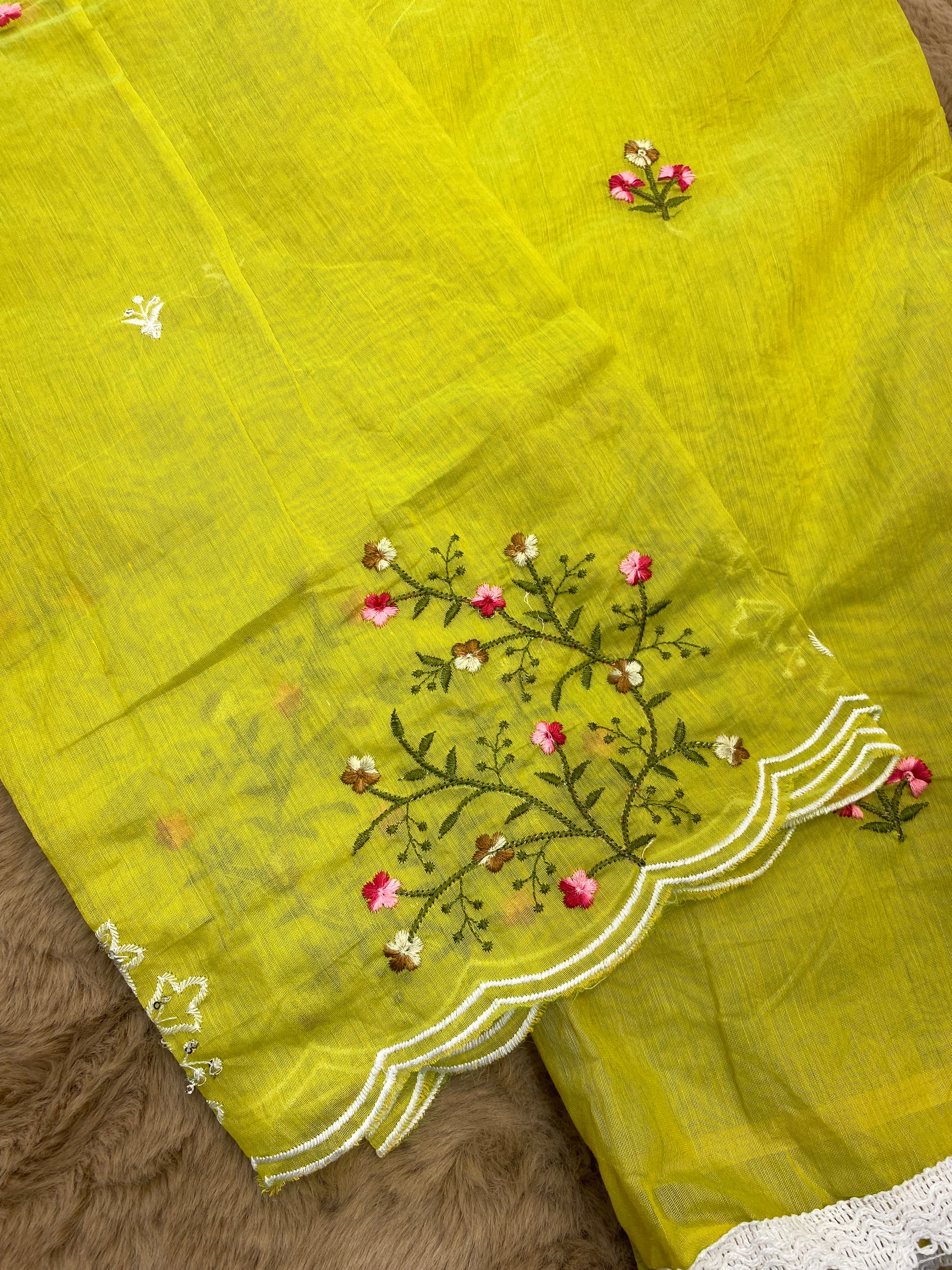 Floral embroidered unstitched suit set