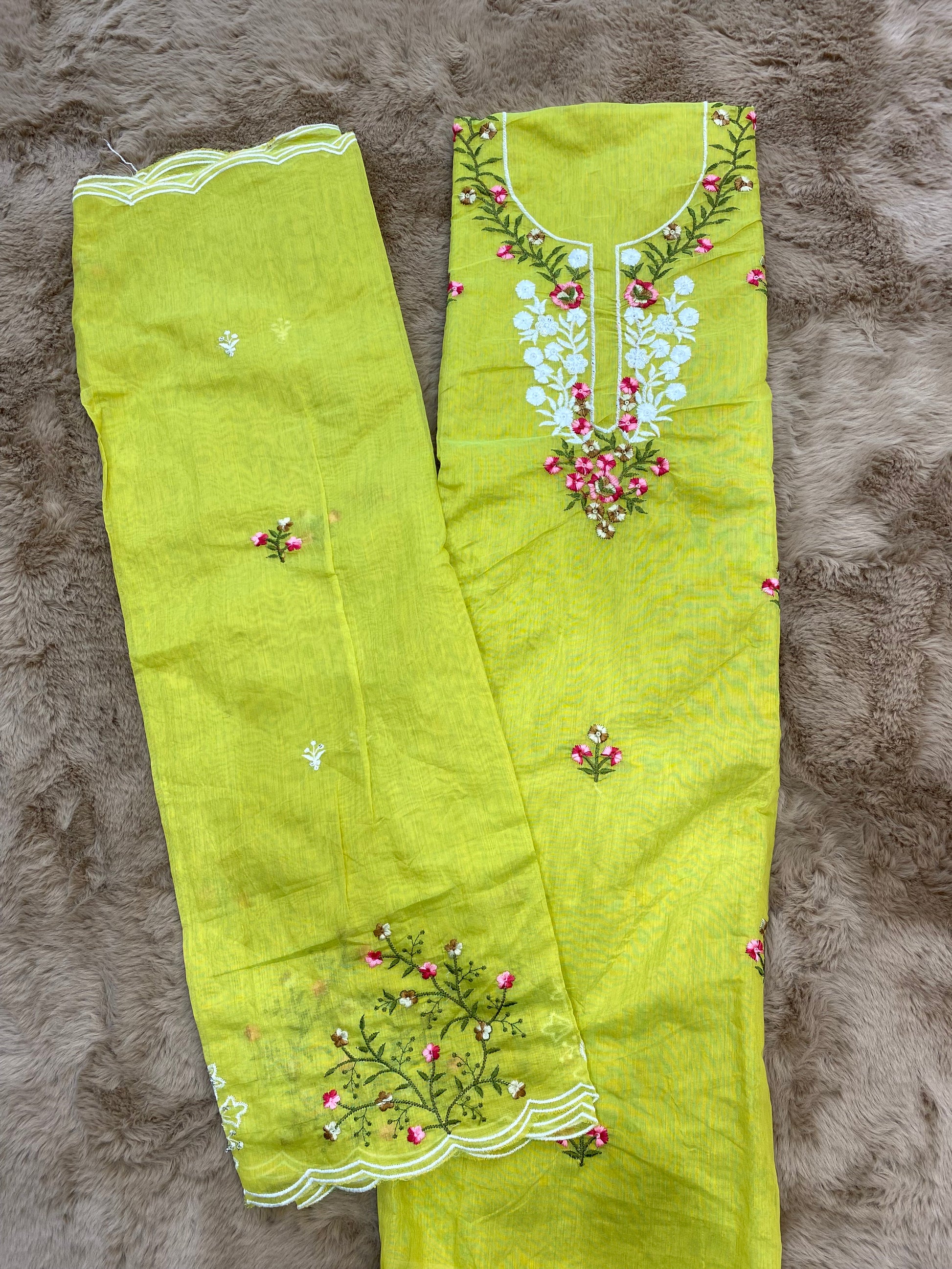 Floral embroidered unstitched suit set