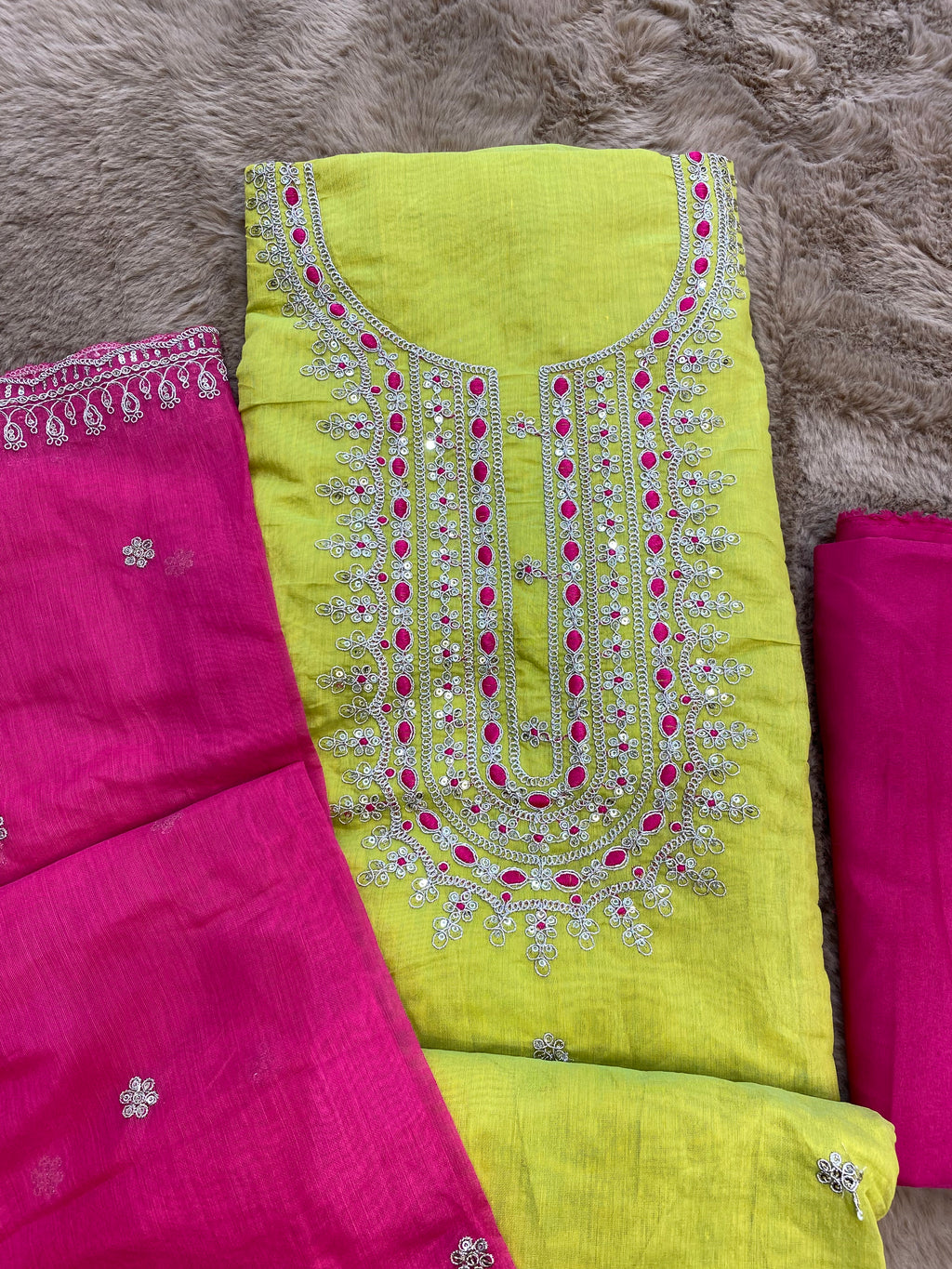 Festive unstitched suit set