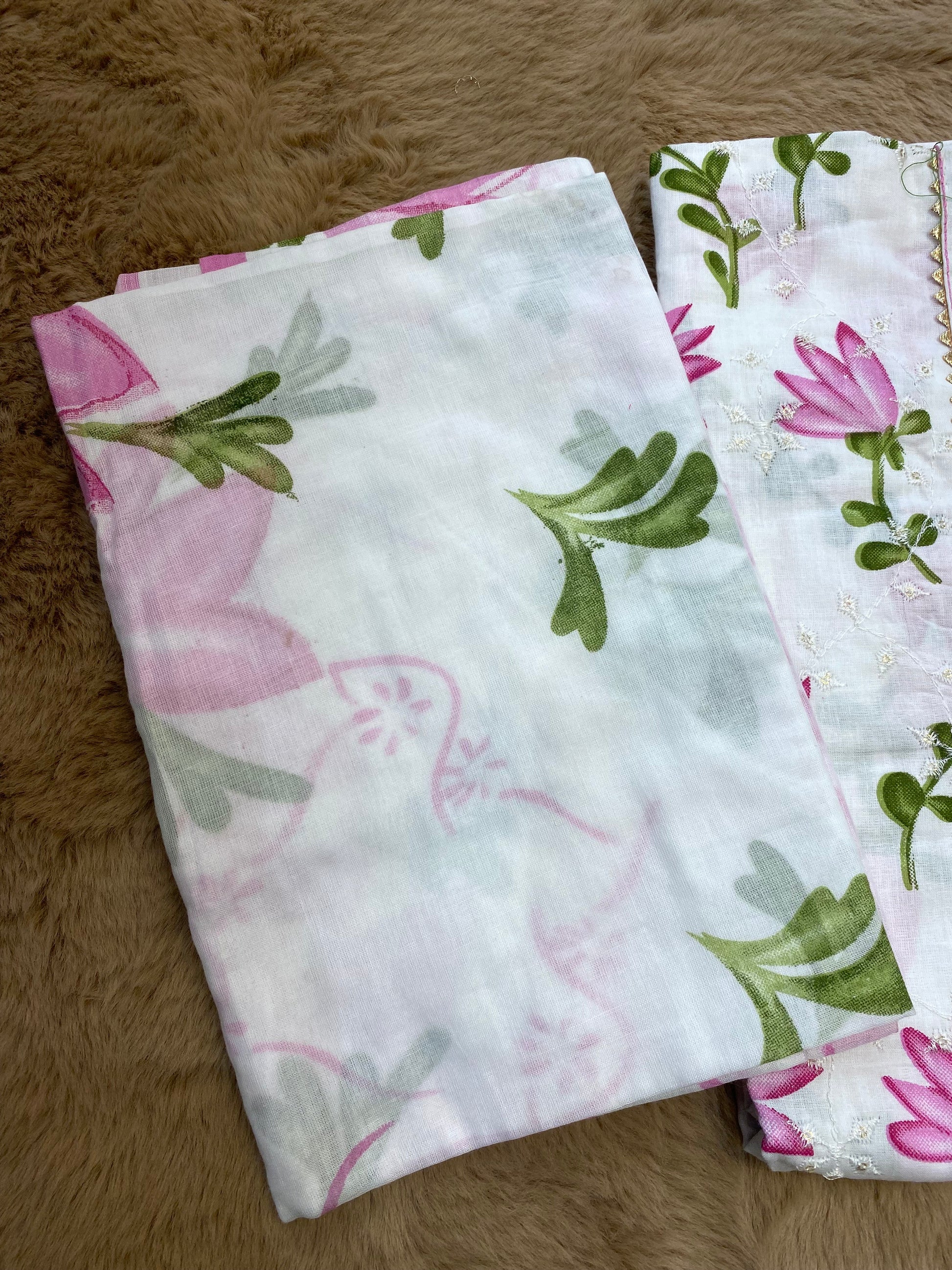 Pink blossom unstitched suit set