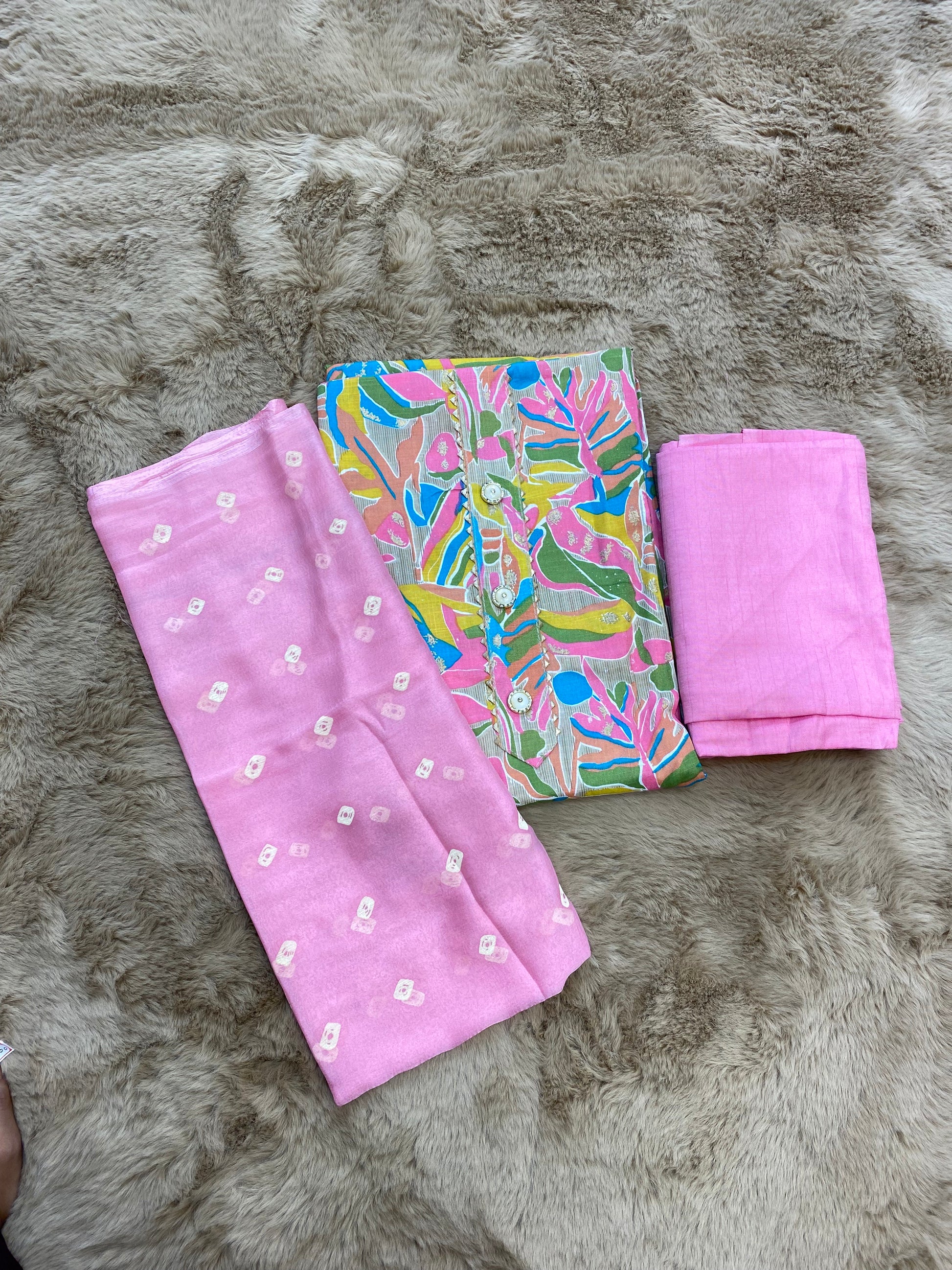 Pastel multicoloured unstitched suit set