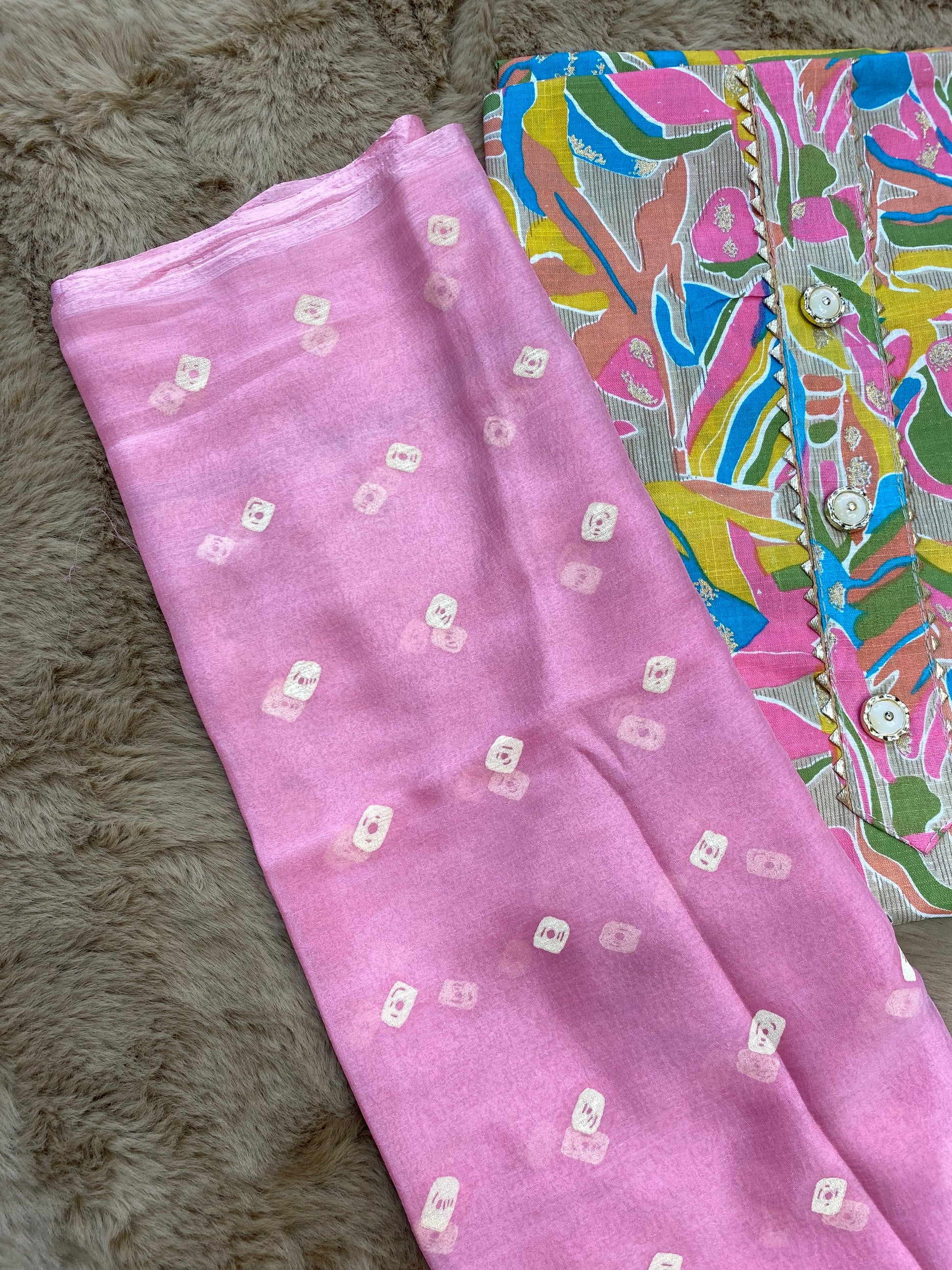 Pastel multicoloured unstitched suit set