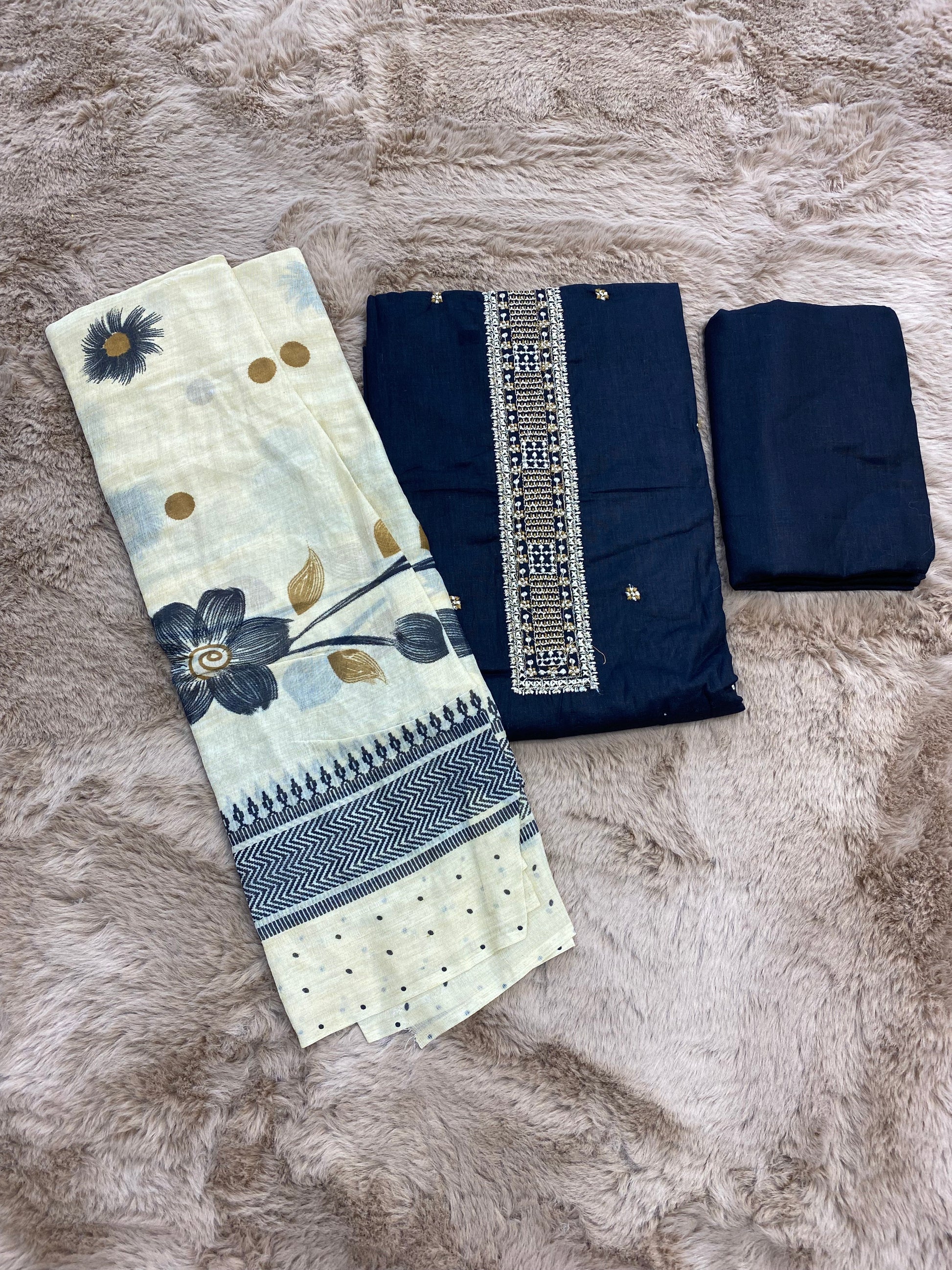 Black beauty unstitched suit set