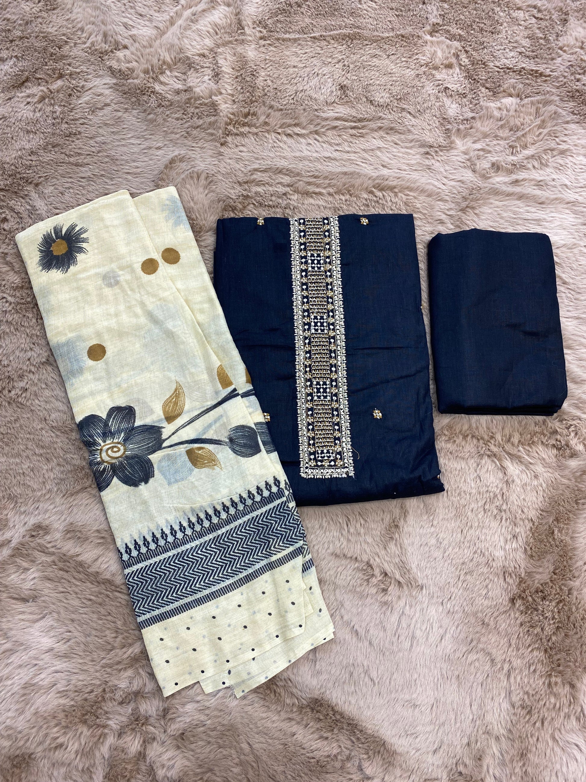 Black beauty unstitched suit set