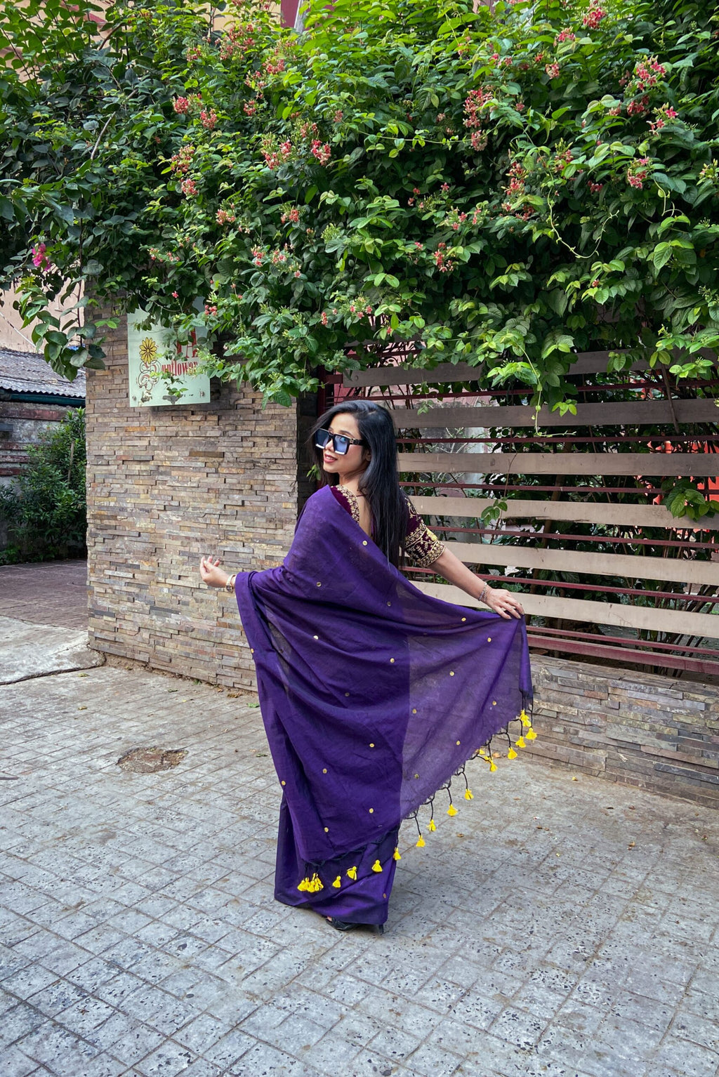 Daily-wear Cotton Sequins Saree image 1