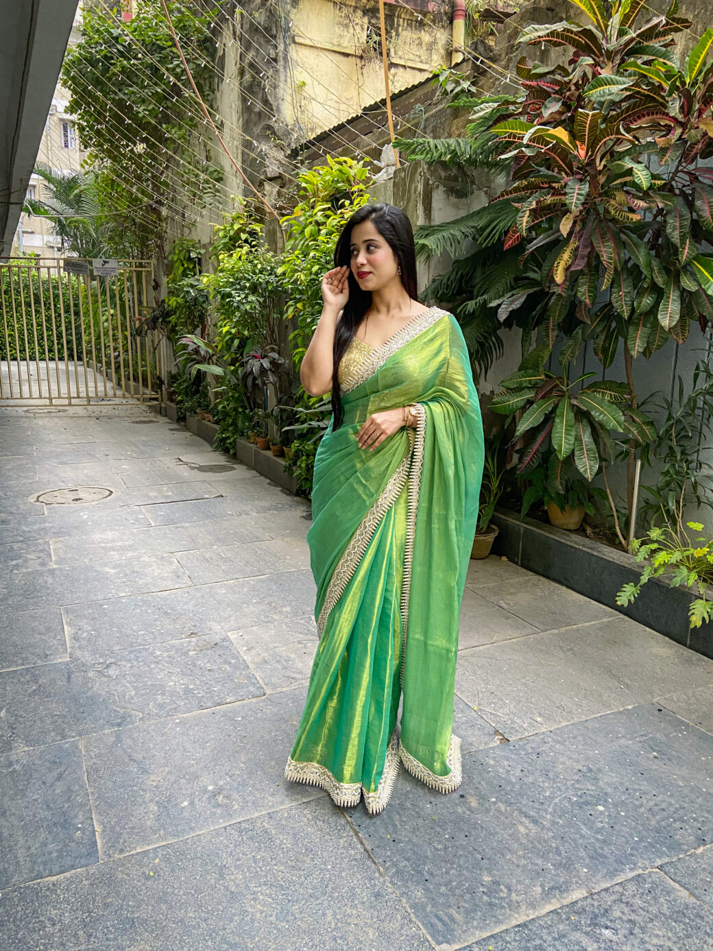 Green Tissue Saree