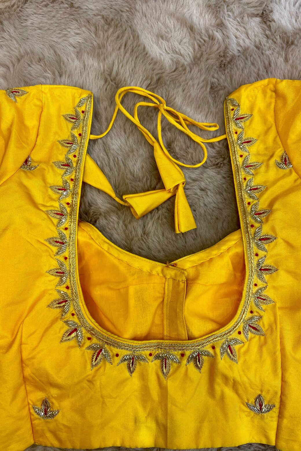 Haldi Special Bridal Hand Embroidered Blouse - Image 5