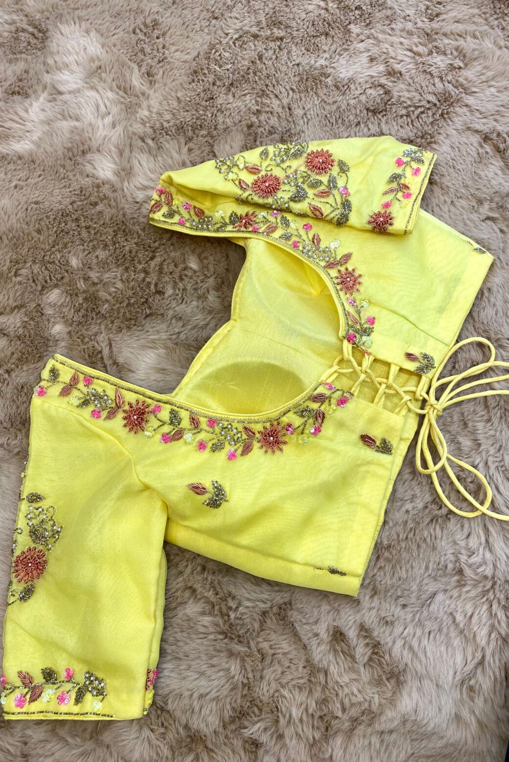 Hand Embroidered Haldi Blouse