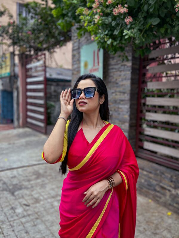 Exclusive Bi-colour Saree with Designer Madhubala blouse