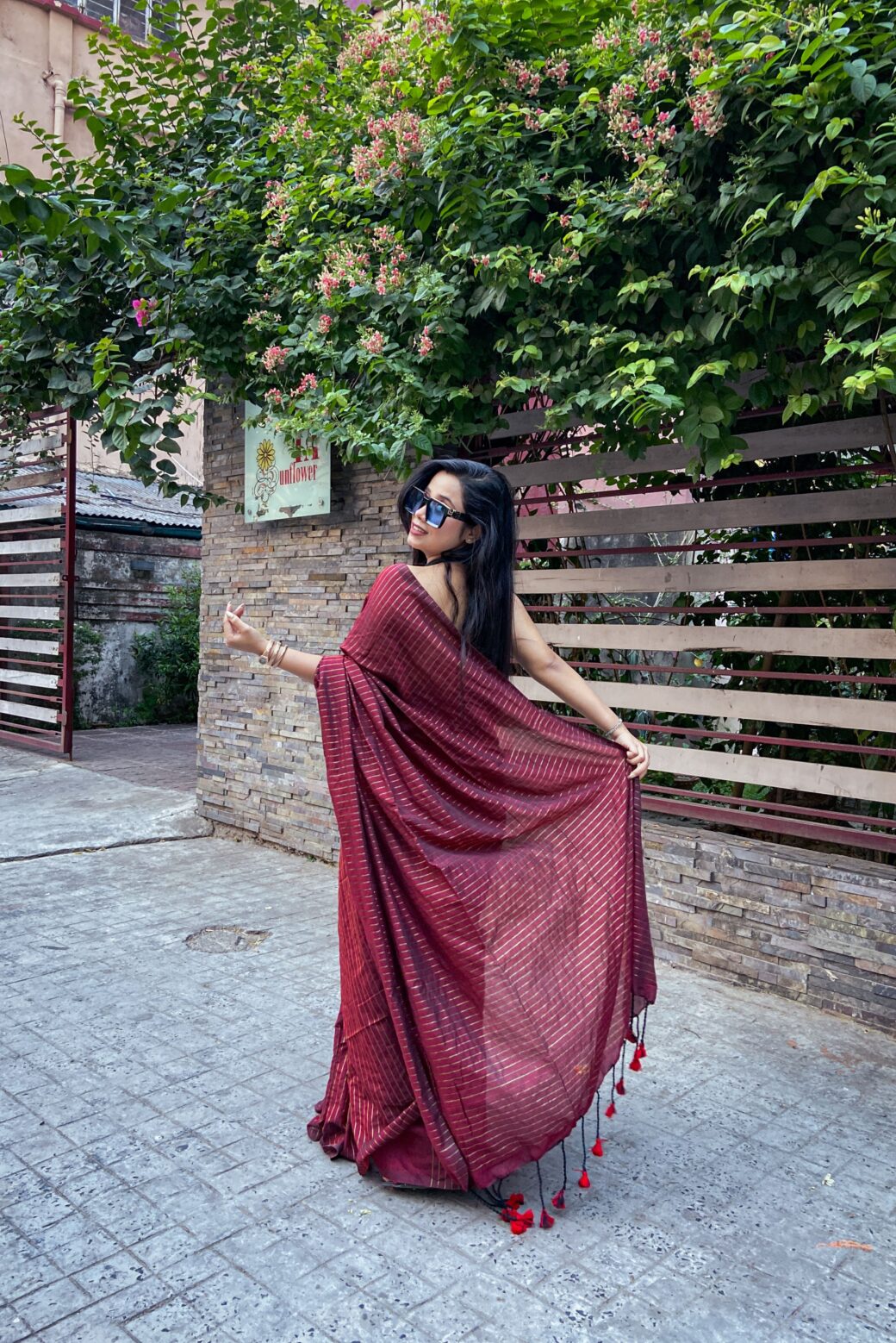 Daily-wear Cotton Stripe Saree - Image 2