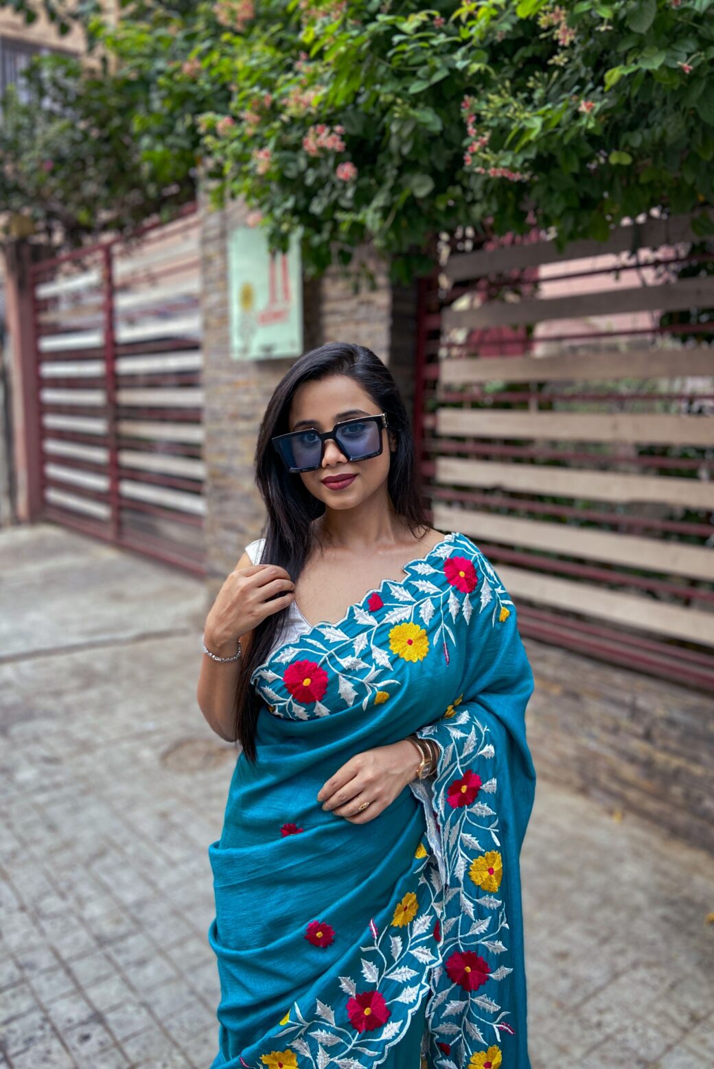 Exclusive Blooming Floral Soft Silk Saree - Image 4