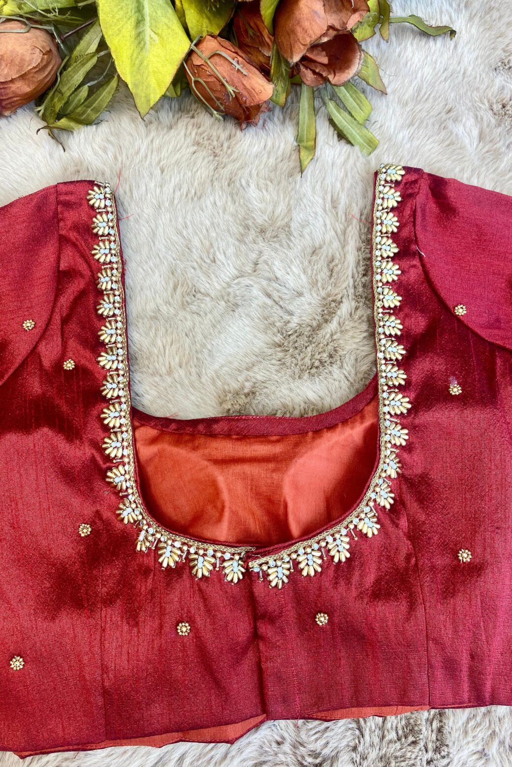 Bridal Light Hand Embroidered Silk Blouse - Image 3