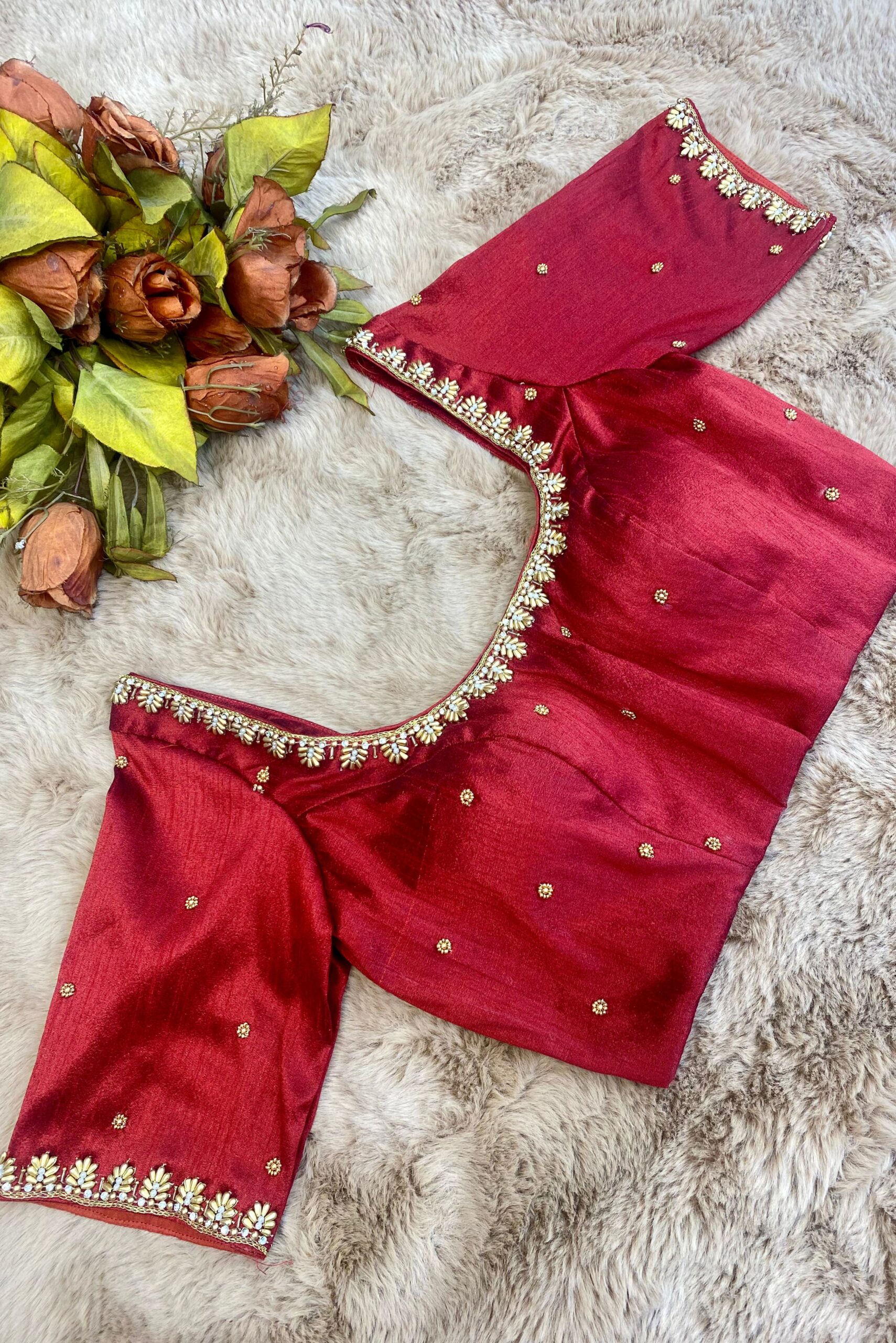 Bridal Light Hand Embroidered Silk Blouse