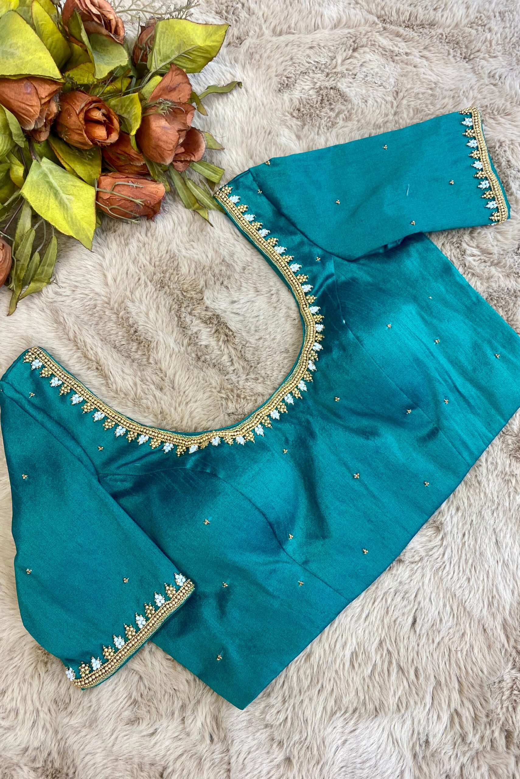 Bridal Light Hand Embroidered Silk Blouse
