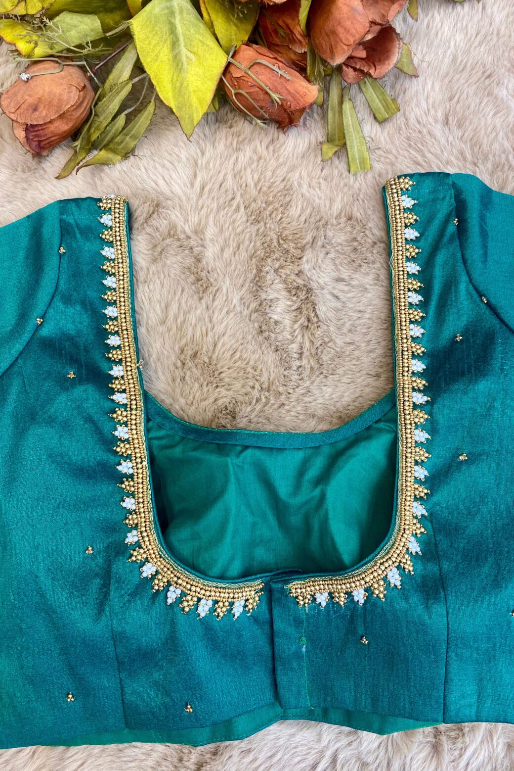 Bridal Light Hand Embroidered Silk Blouse - Image 4