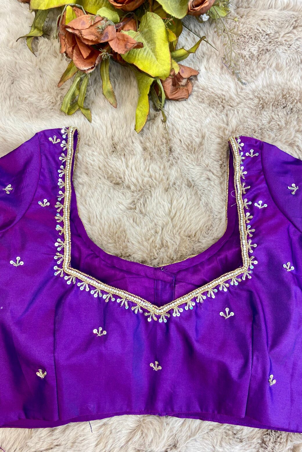 Bridal Hand Embroidered Silk Blouse - Image 4