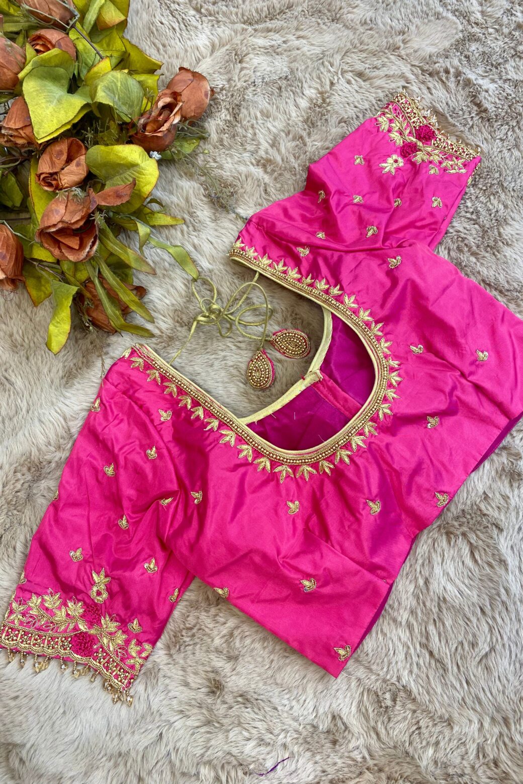 Bridal Hand Embroidered Silk Blouse - Image 2