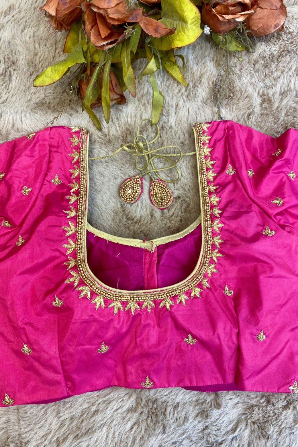 Bridal Hand Embroidered Silk Blouse - Image 4