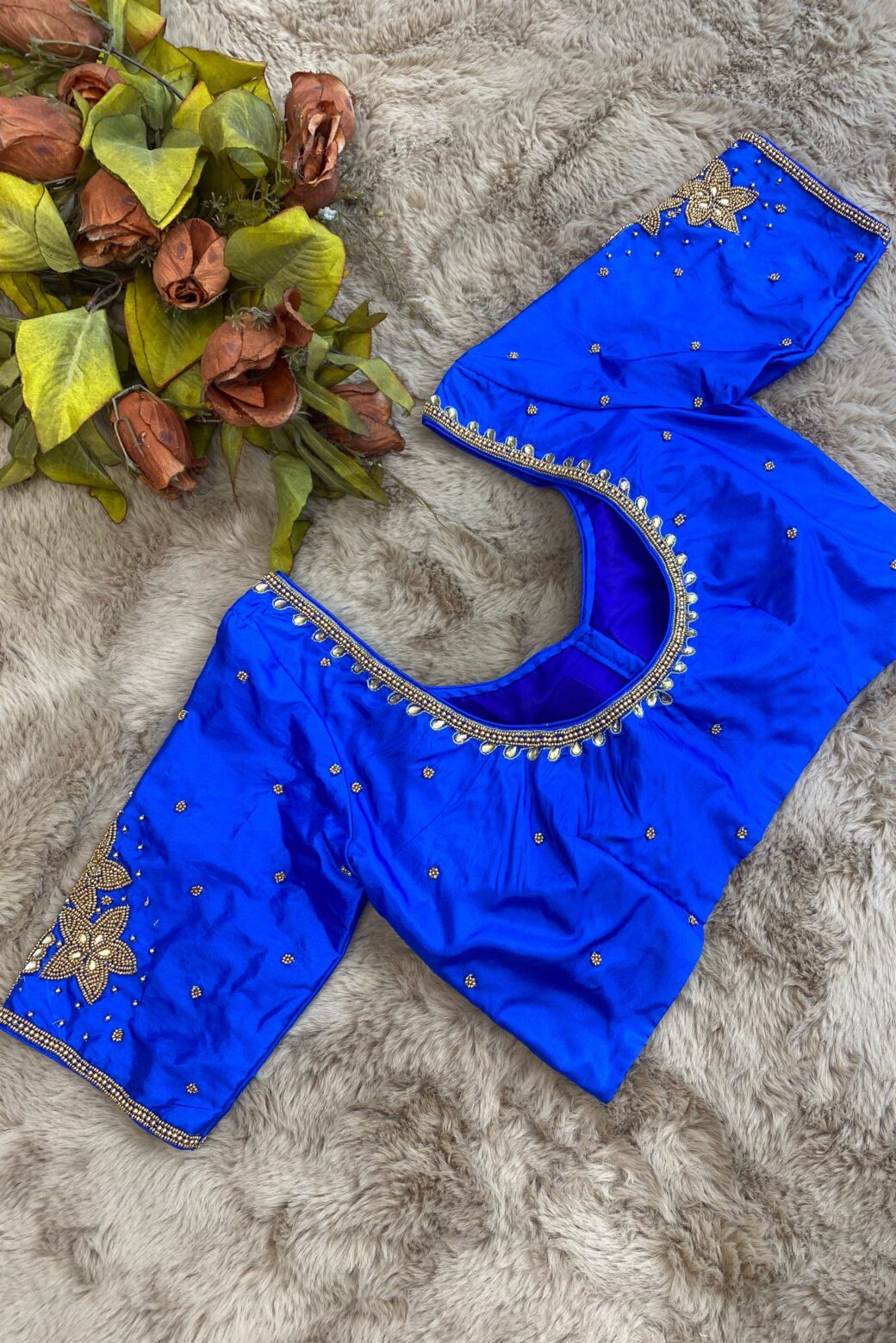 Bridal Hand Embroidered Silk Blouse - Image 3