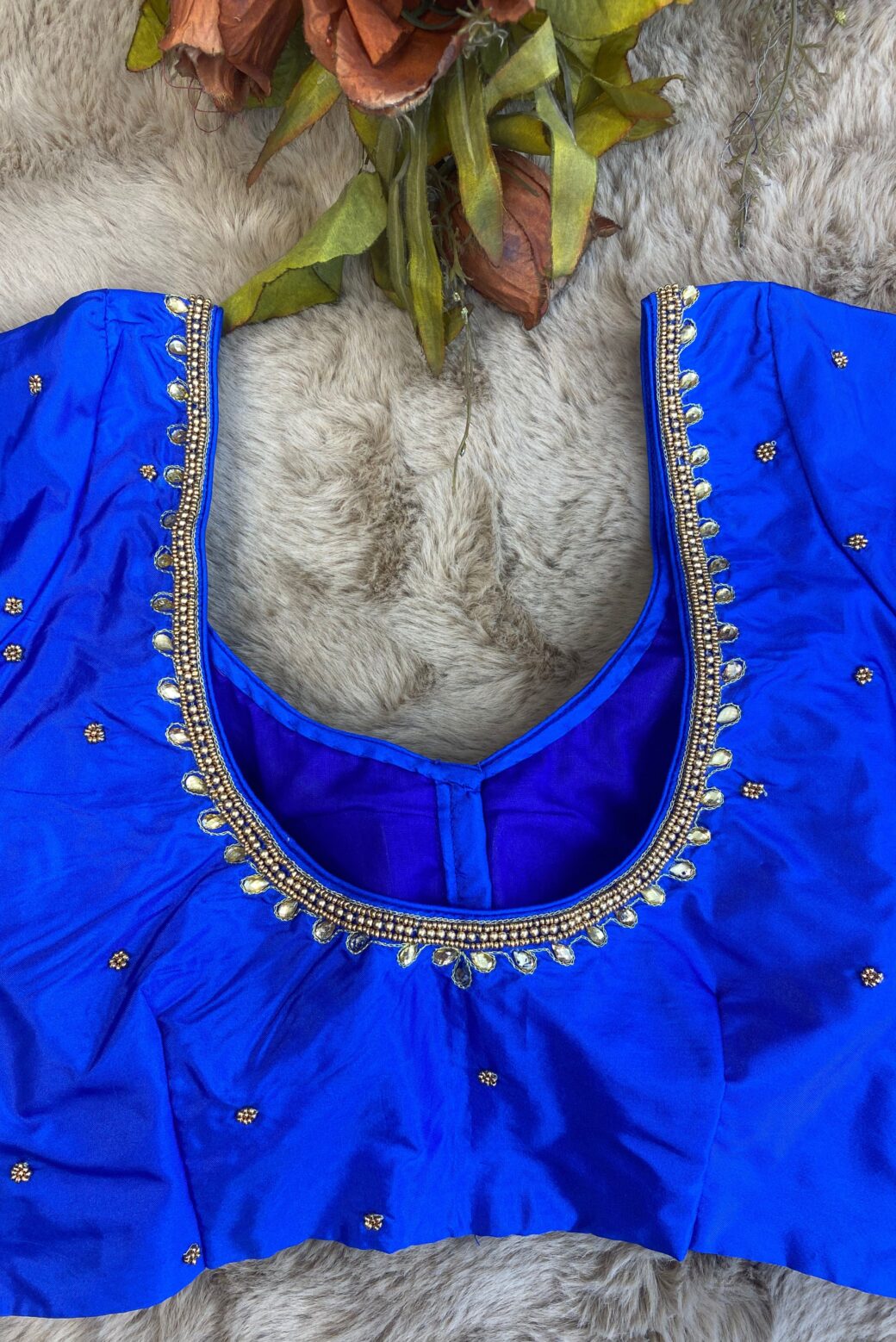 Bridal Hand Embroidered Silk Blouse - Image 4